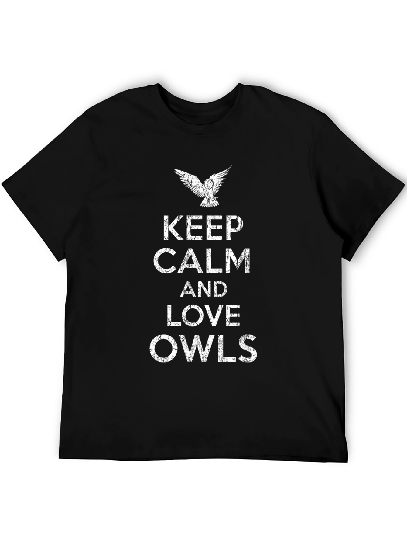 Keep Calm and Love Owls Black T-Shirt
