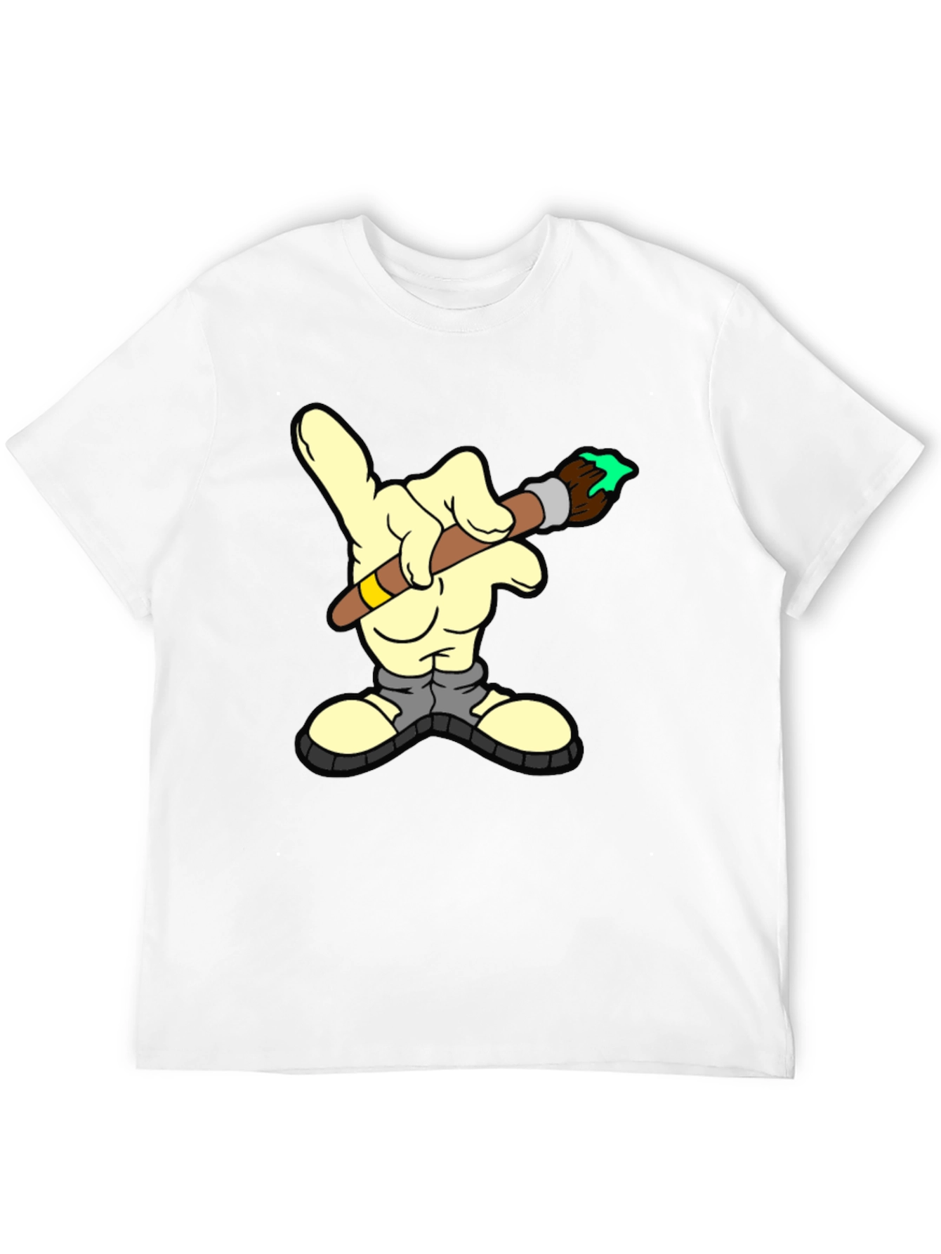 Cartoon Hand Paintbrush Graphic T-Shirt