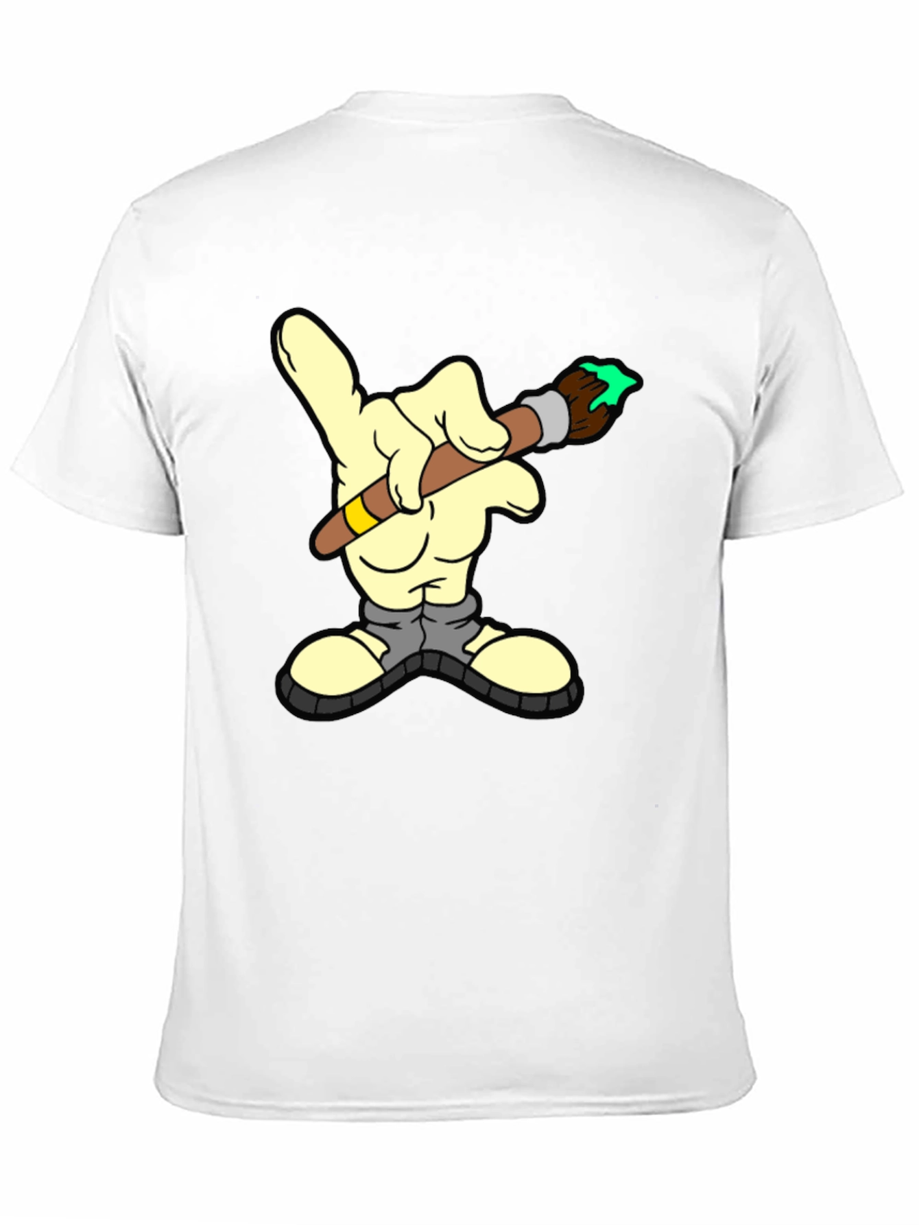 Cartoon Hand Paintbrush Graphic T-Shirt