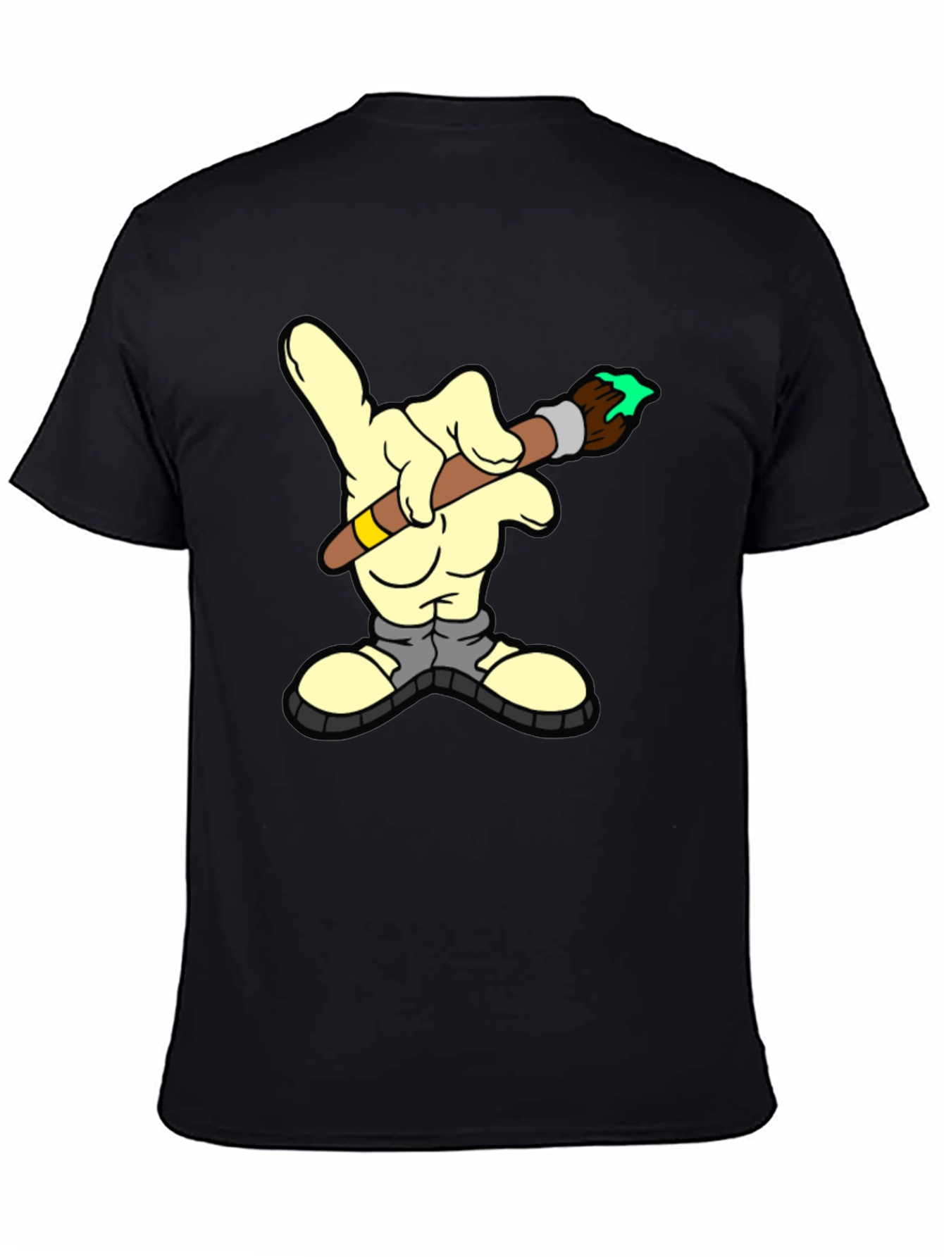 Cartoon Hand Paintbrush Graphic T-Shirt