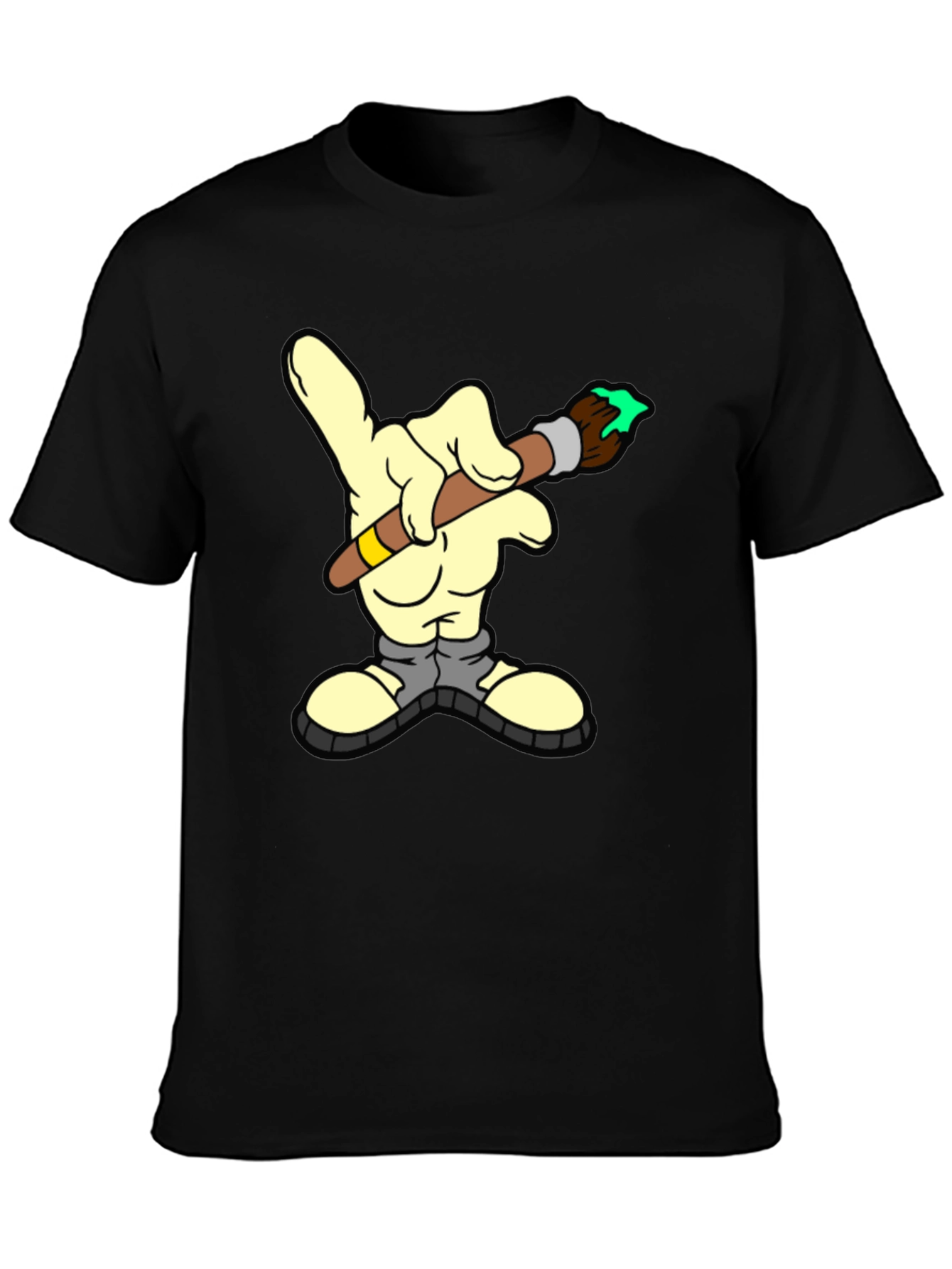 Cartoon Hand Paintbrush Graphic T-Shirt