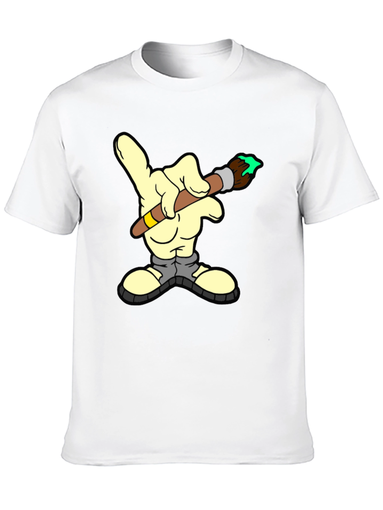 Cartoon Hand Paintbrush Graphic T-Shirt
