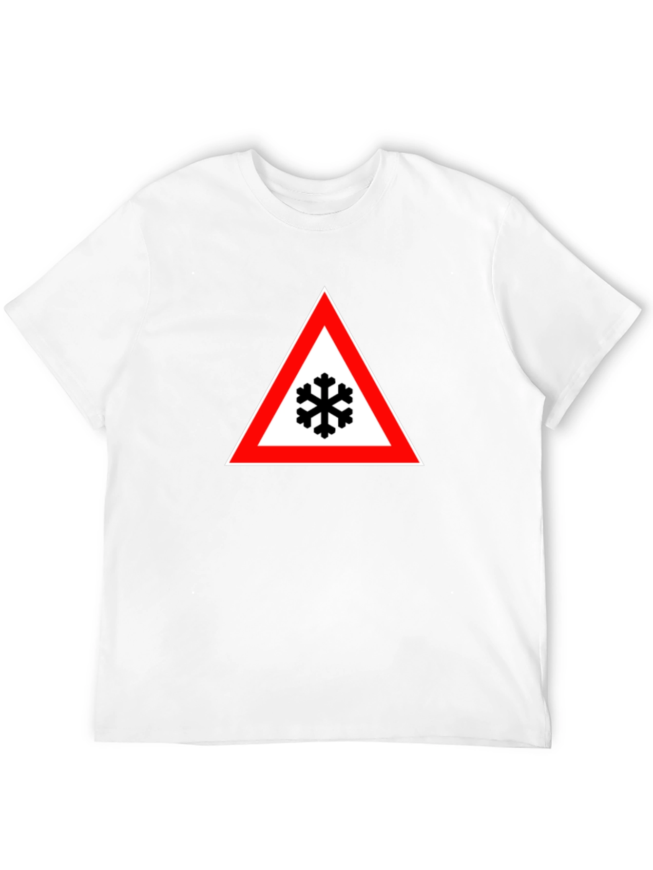Snowflake Warning Sign Black T-Shirt