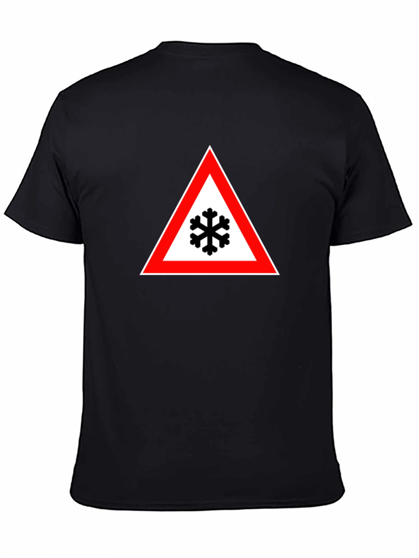 Snowflake Warning Sign Black T-Shirt