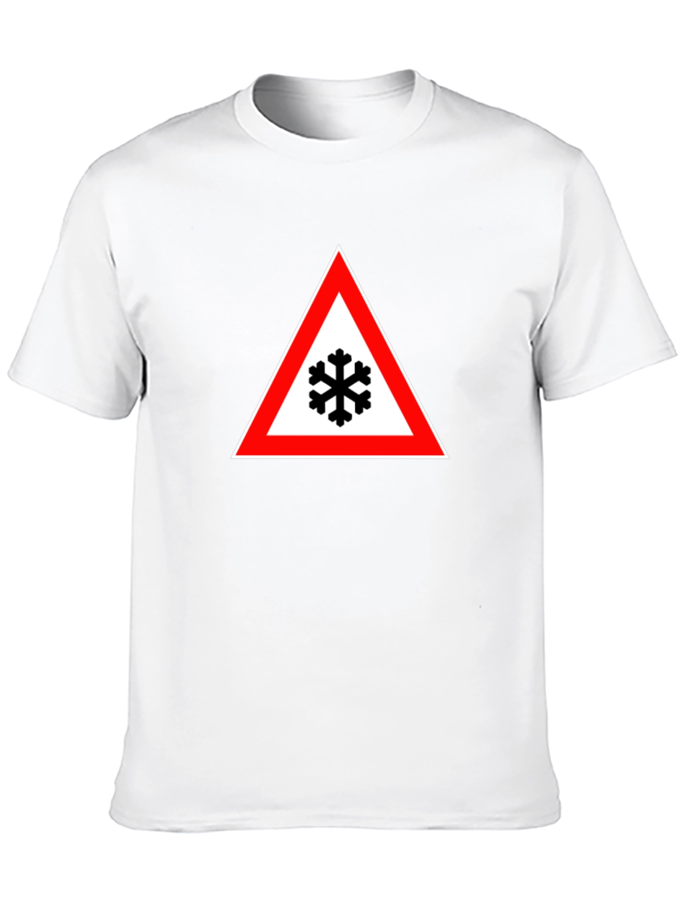 Snowflake Warning Sign Black T-Shirt