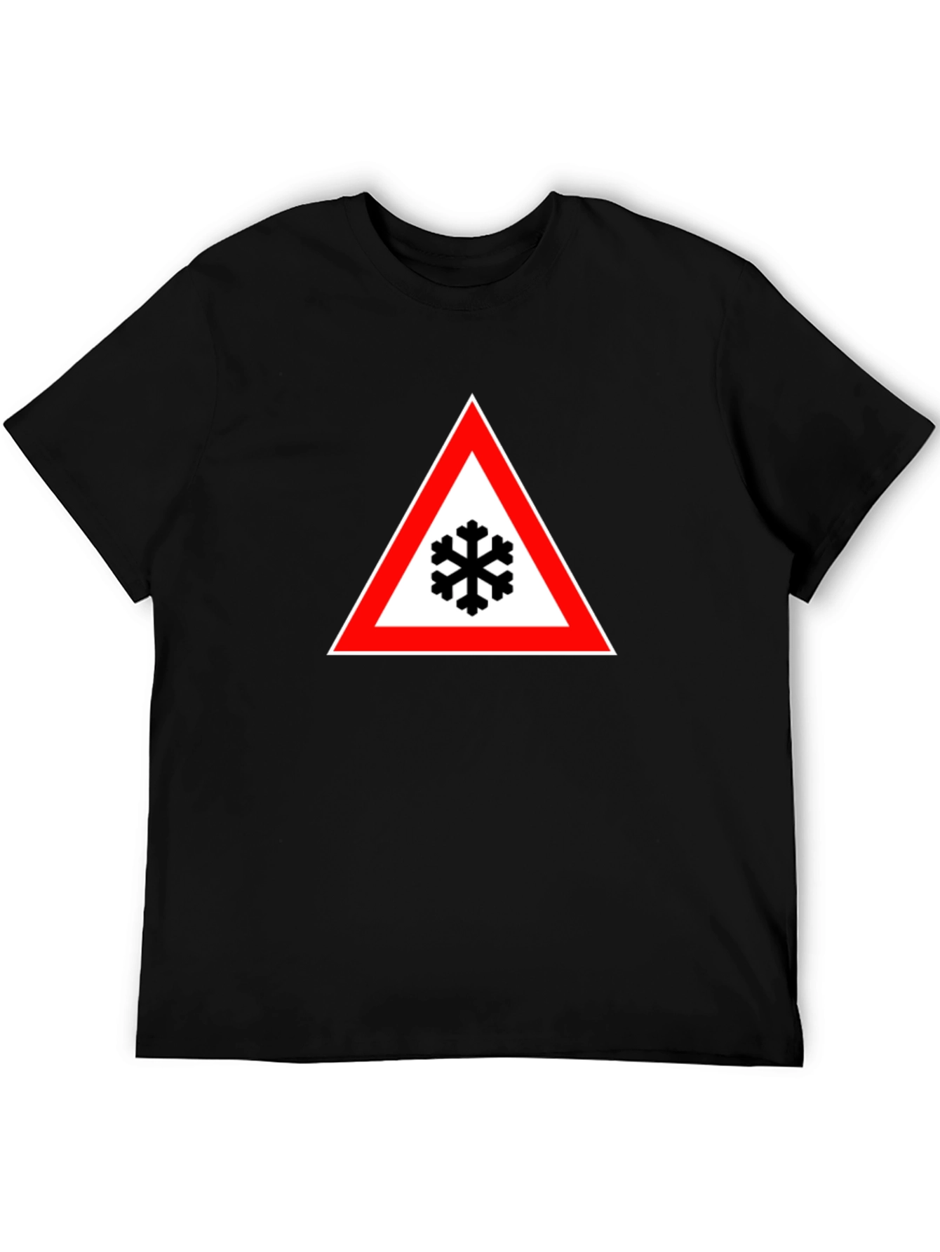 Snowflake Warning Sign Black T-Shirt