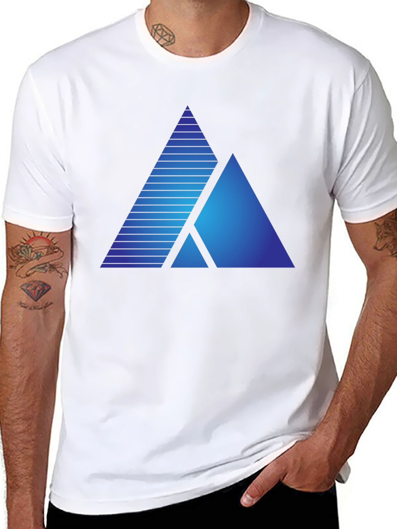 Geometric Gradient Triangle T-Shirt - Modern Design