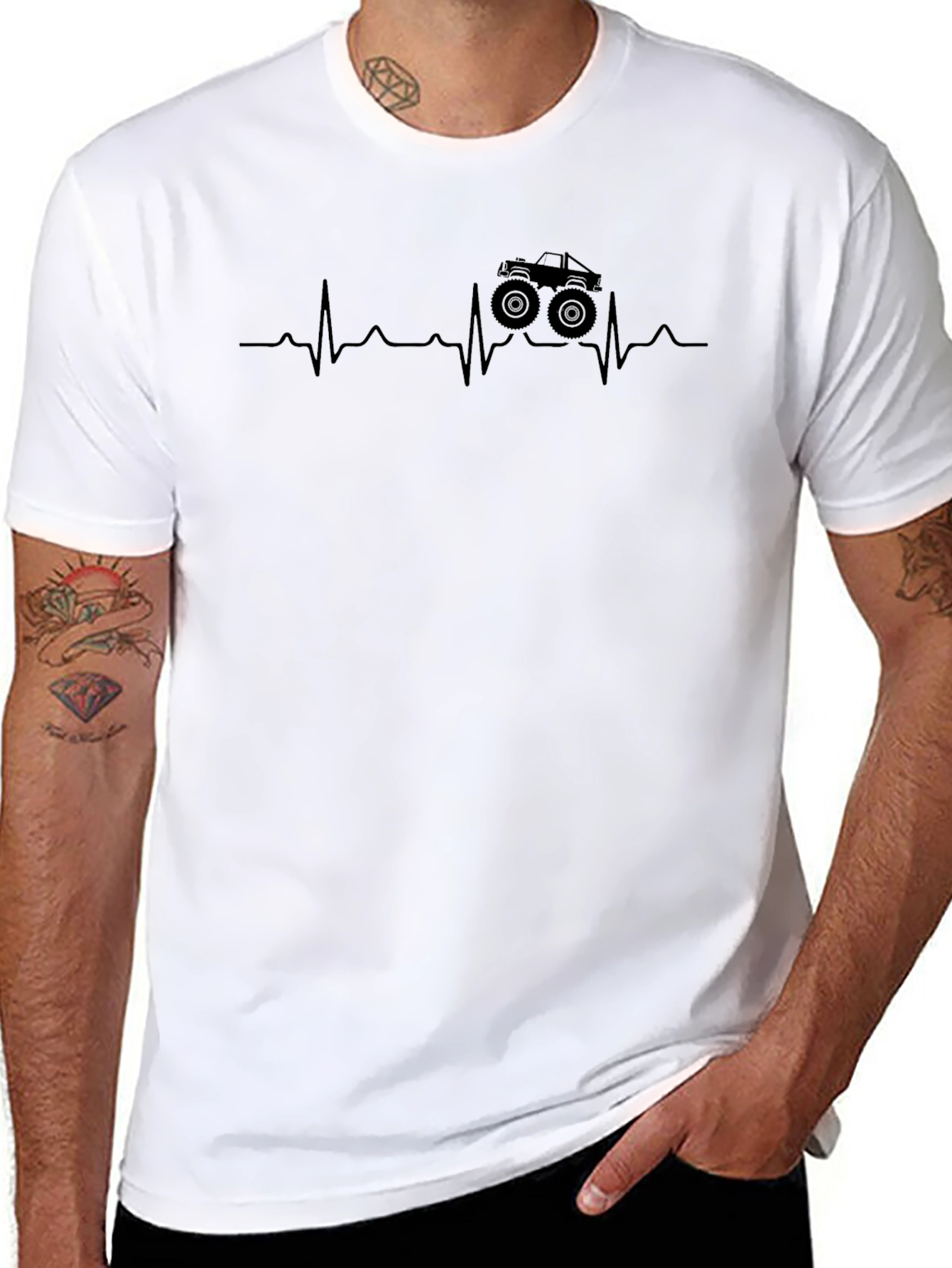 Monster Truck Heartbeat T-Shirt - Black