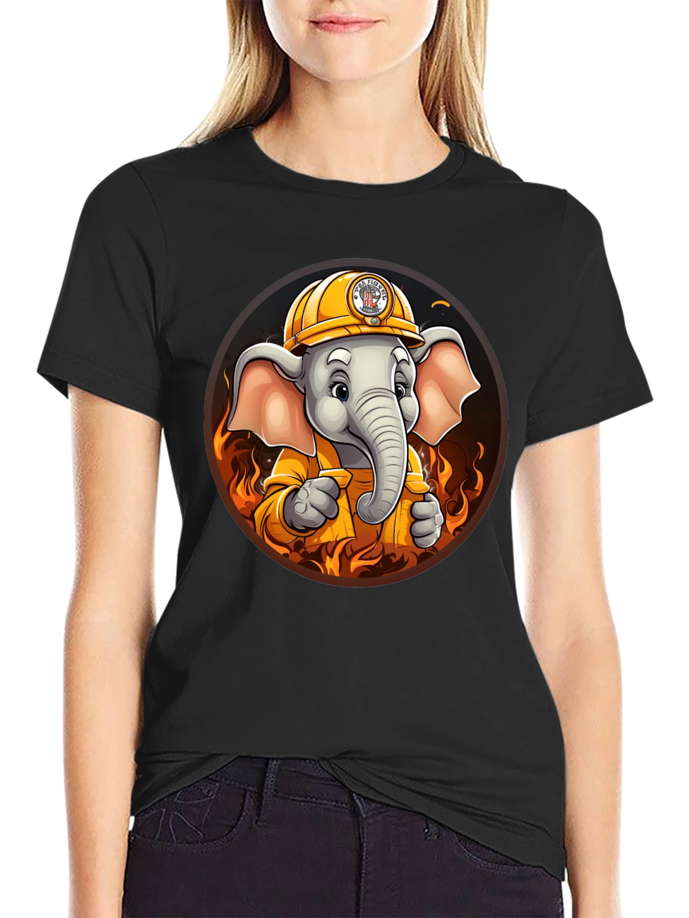 Elephant Firefighter Graphic T-Shirt