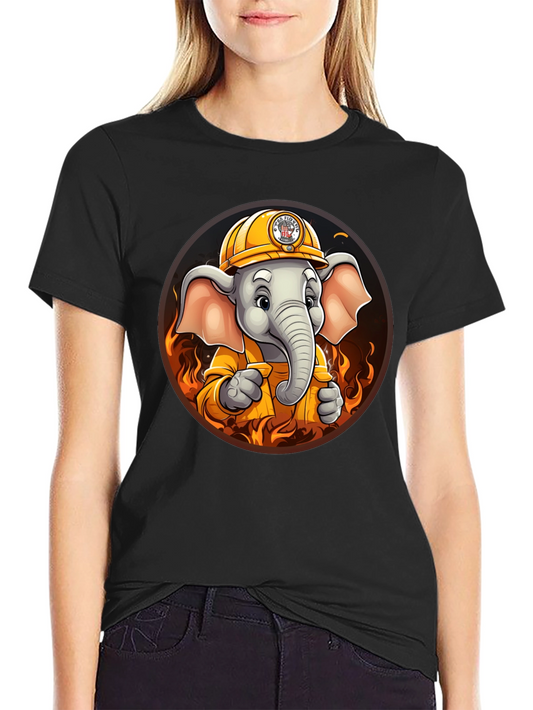Elephant Firefighter Graphic T-Shirt