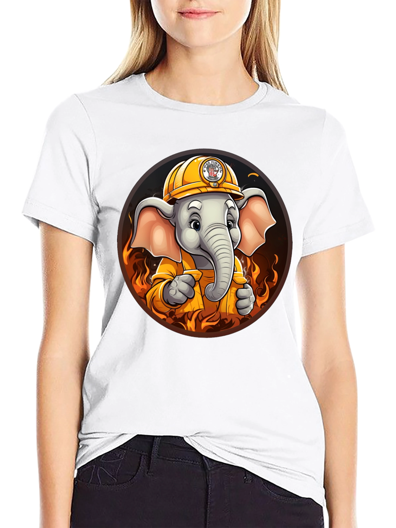 Elephant Firefighter Graphic T-Shirt