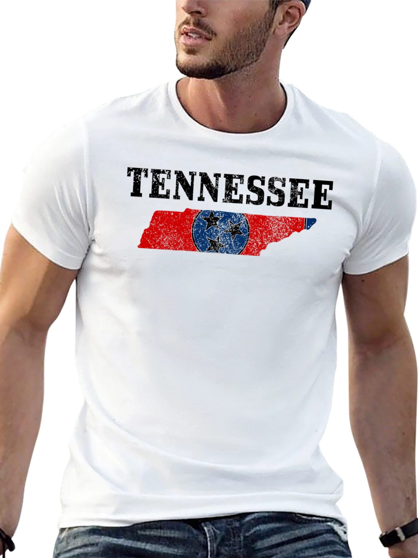 Tennessee Flag Graphic Print Black T-Shirt