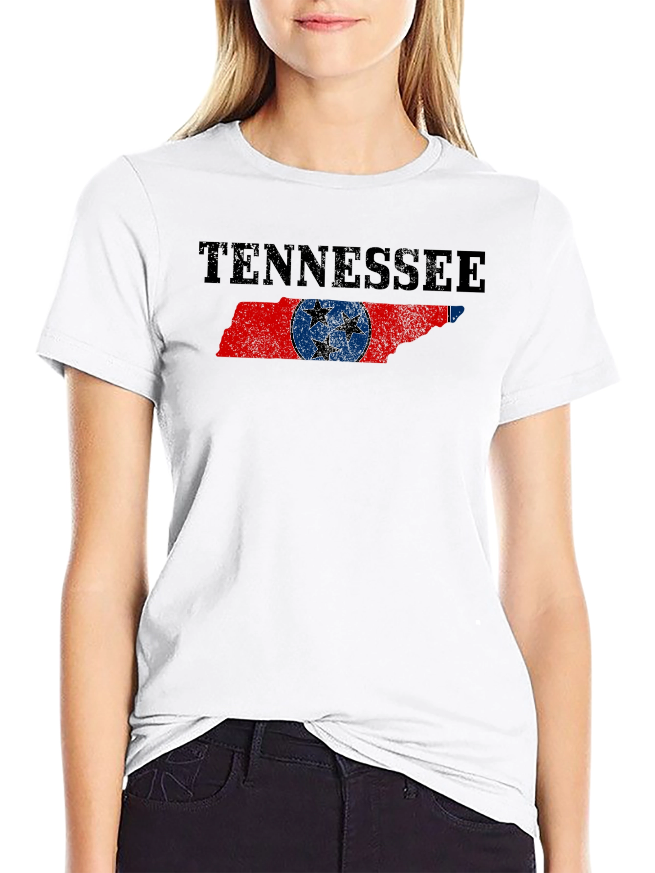 Tennessee Flag Graphic Print Black T-Shirt