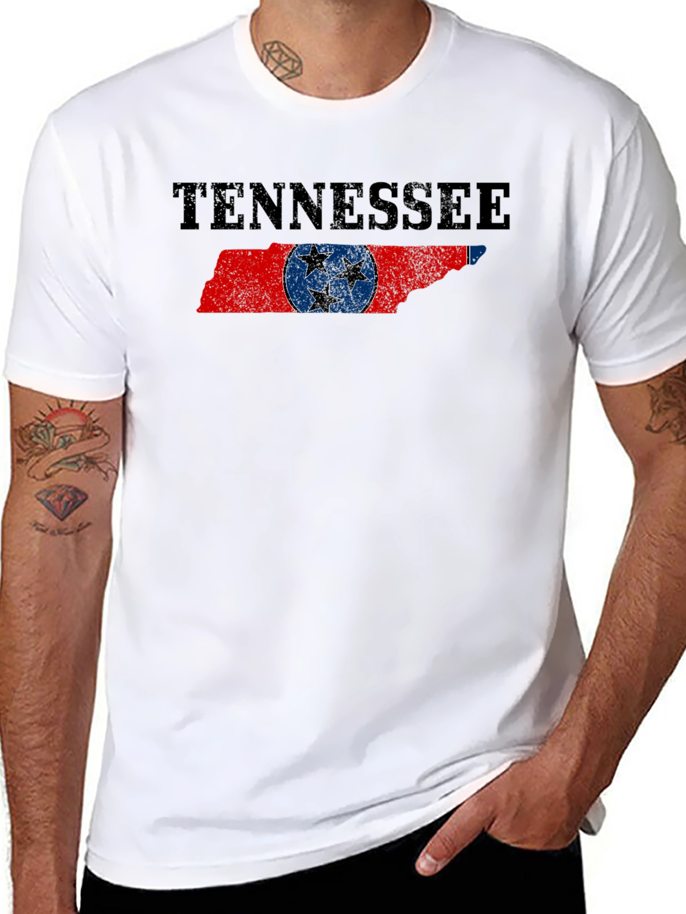 Tennessee Flag Graphic Print Black T-Shirt