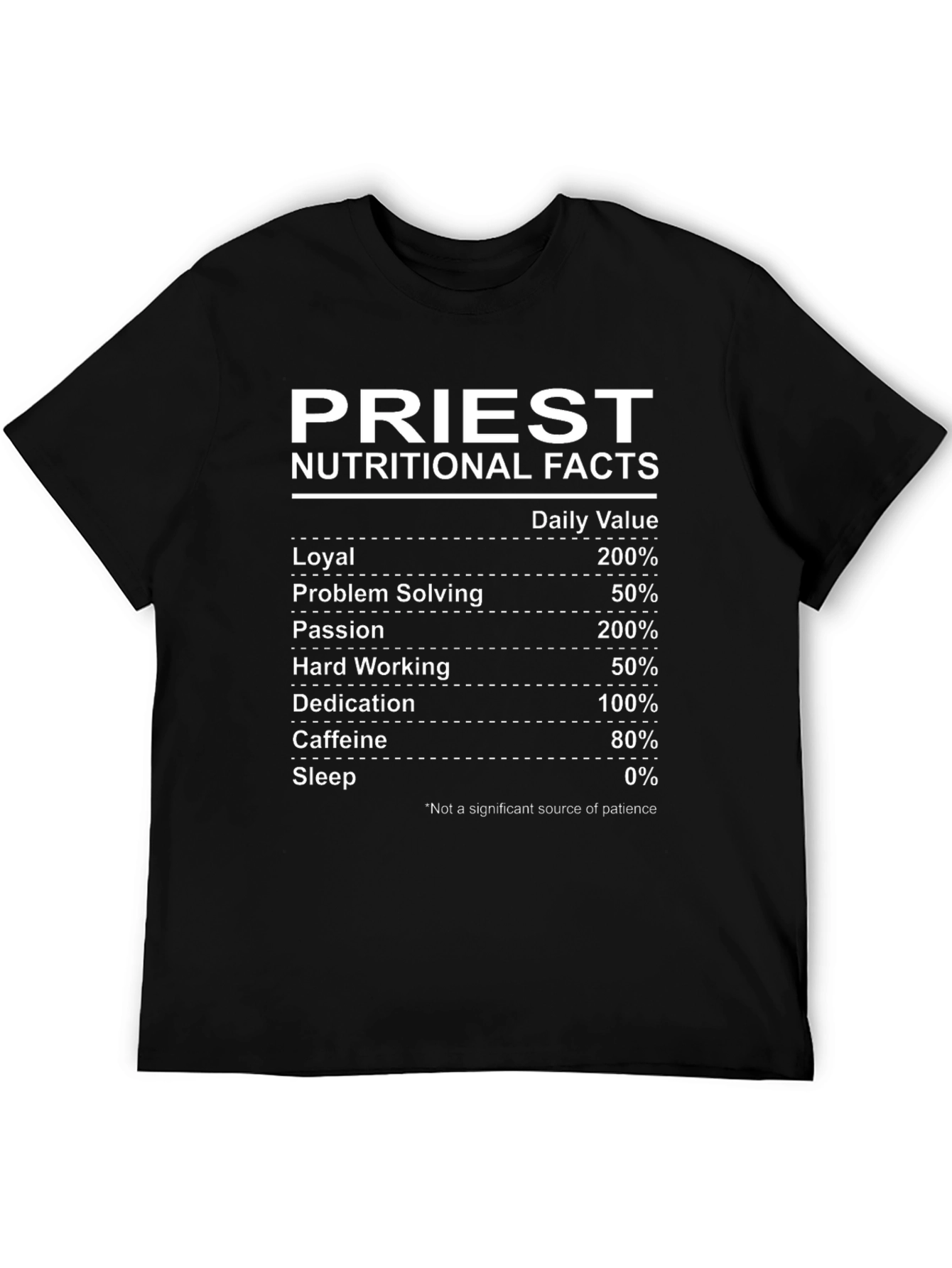 Priest Nutritional Facts T-Shirt - Funny Religious Gift