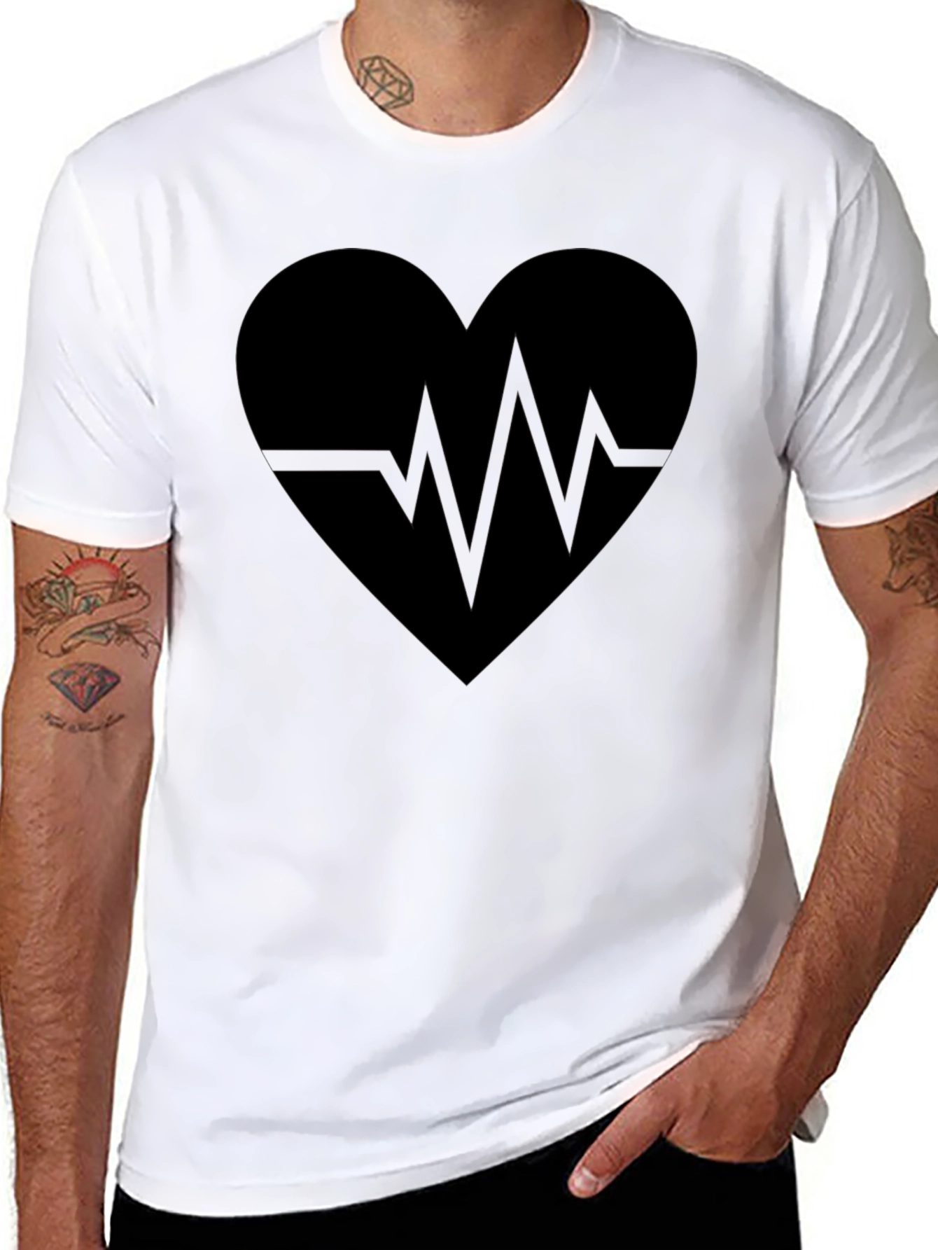 Heartbeat Heart Graphic Tee - Trendy Black T-Shirt