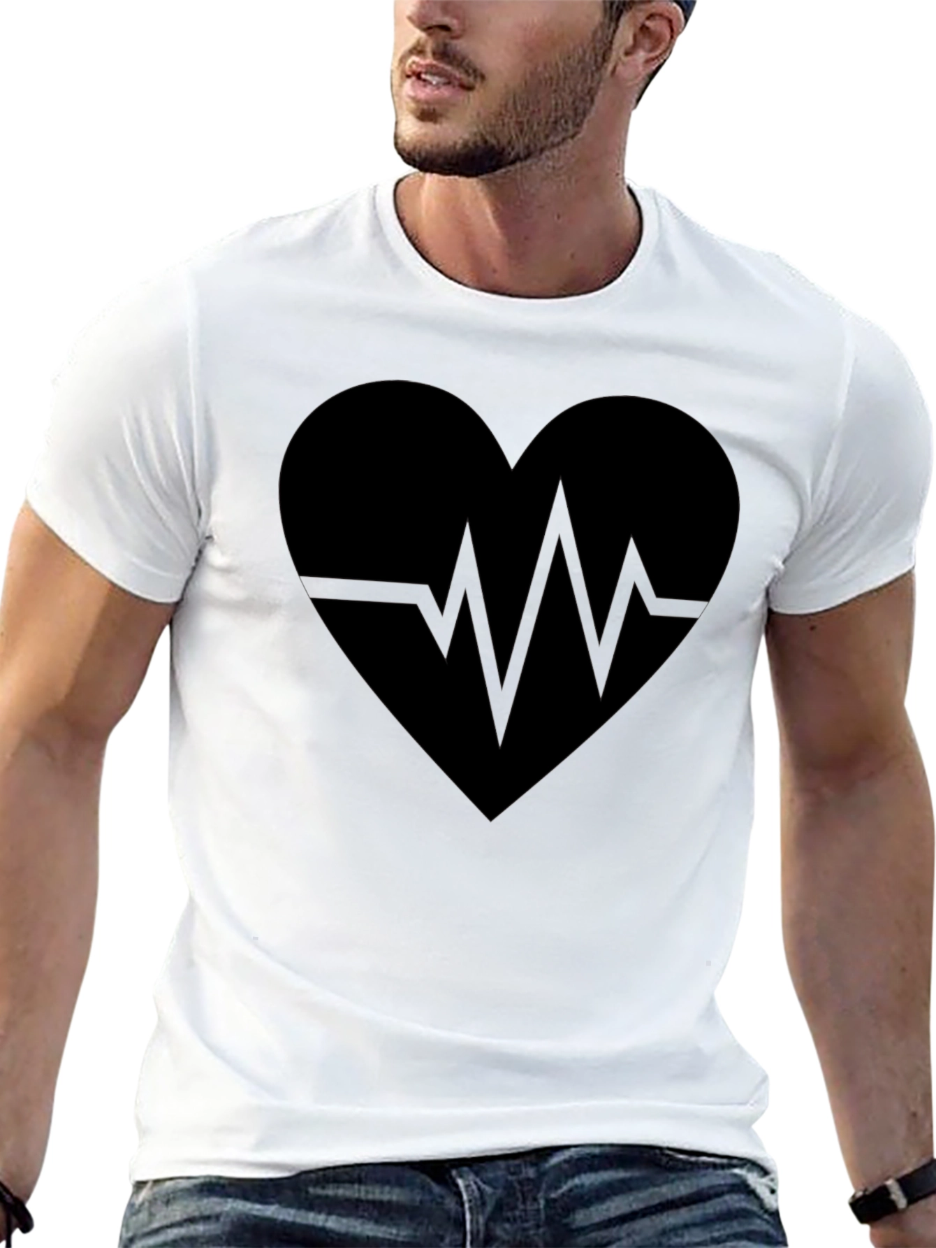 Heartbeat Heart Graphic Tee - Trendy Black T-Shirt