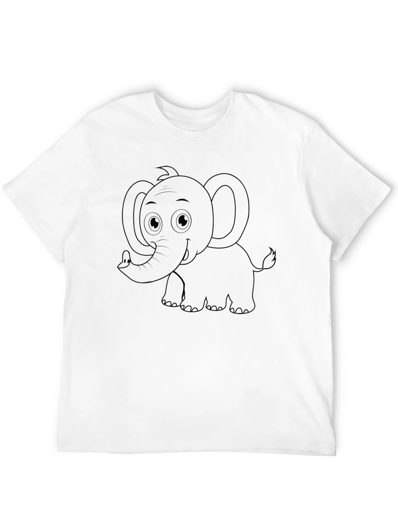 Cartoon Elephant Graphic Black T-Shirt