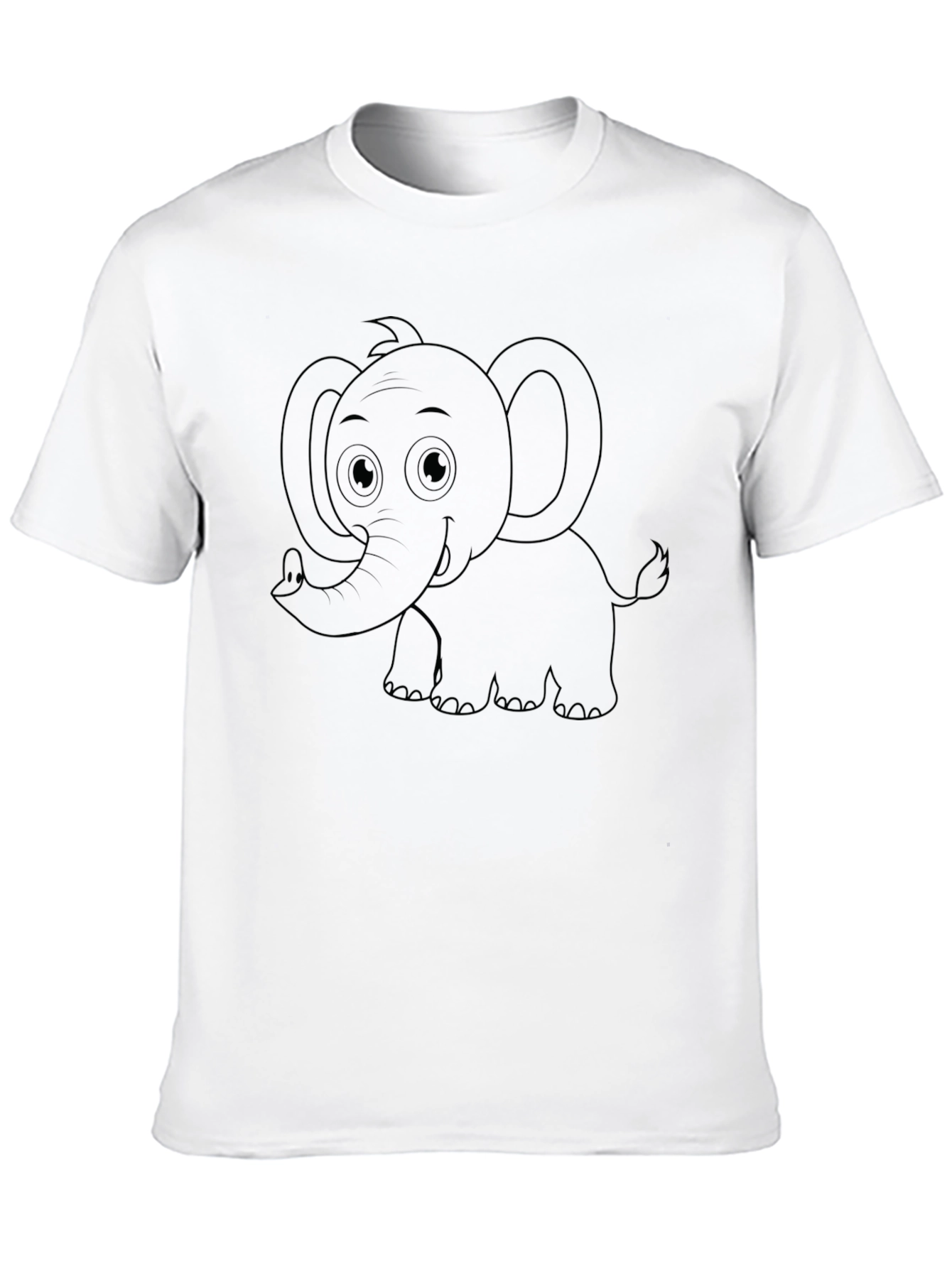 Cartoon Elephant Graphic Black T-Shirt
