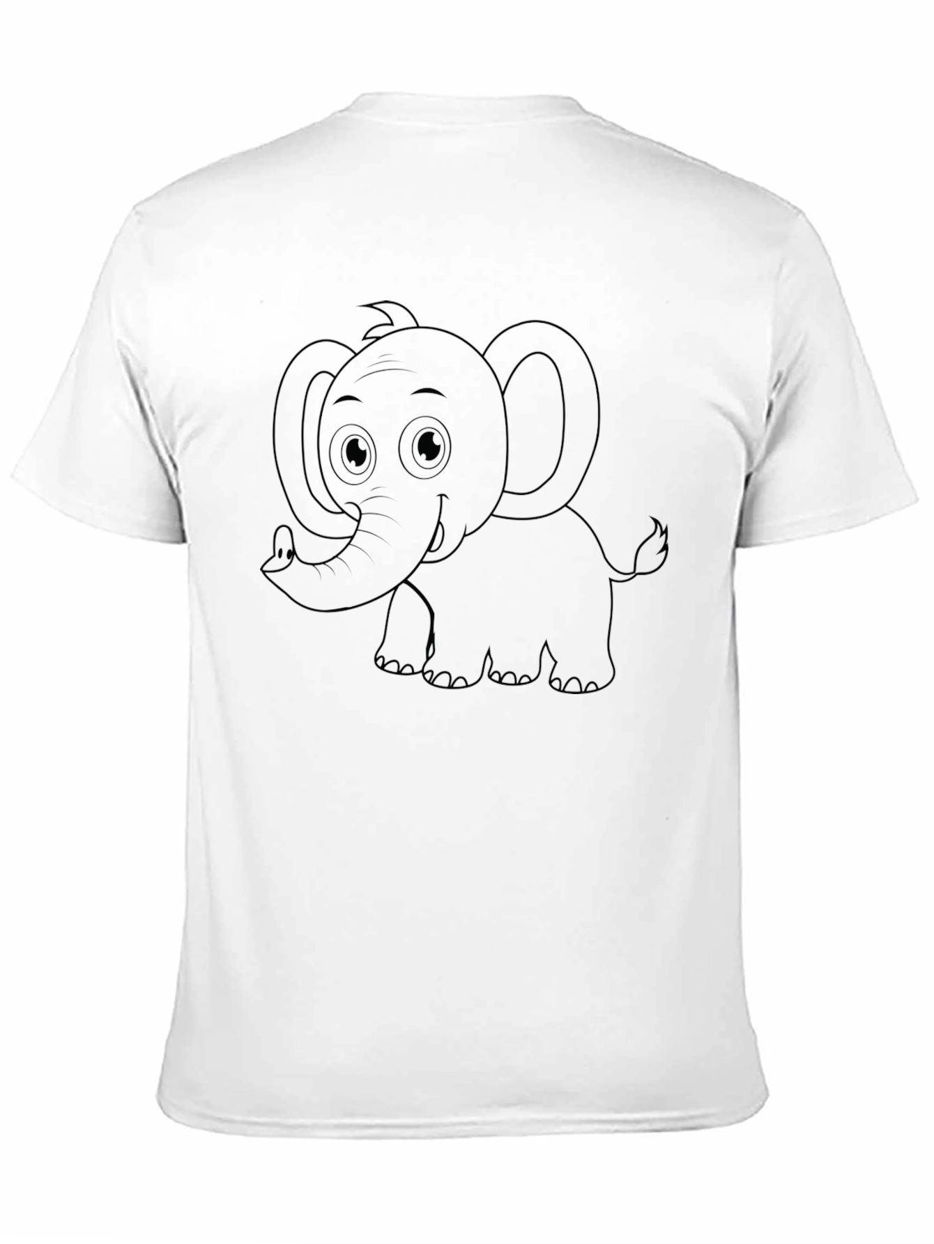 Cartoon Elephant Graphic Black T-Shirt