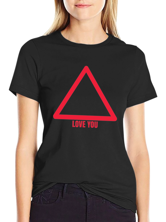 Love You Triangle Graphic Tee - Mens Casual Black T-Shirt