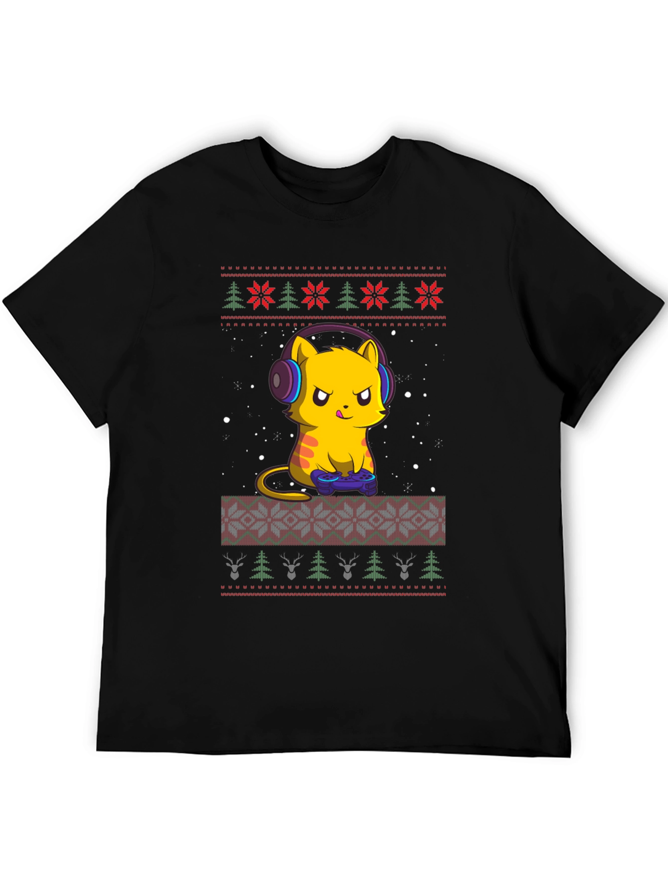 Gamer Cat Christmas Ugly Sweater T-Shirt