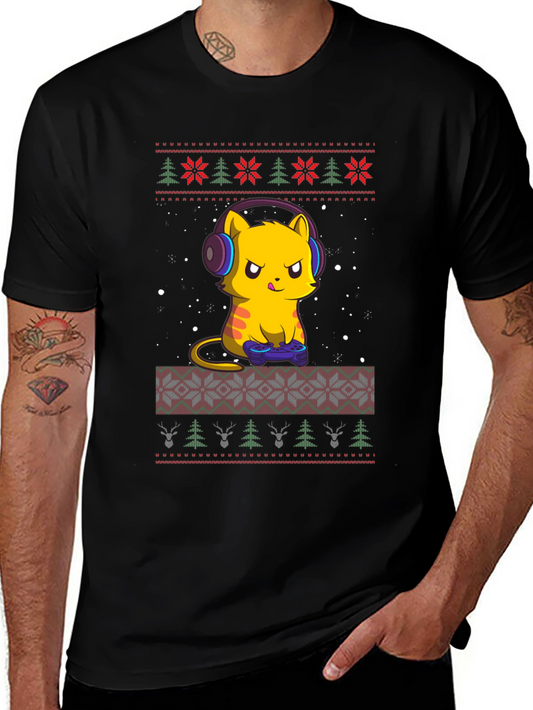 Gamer Cat Christmas Ugly Sweater T-Shirt