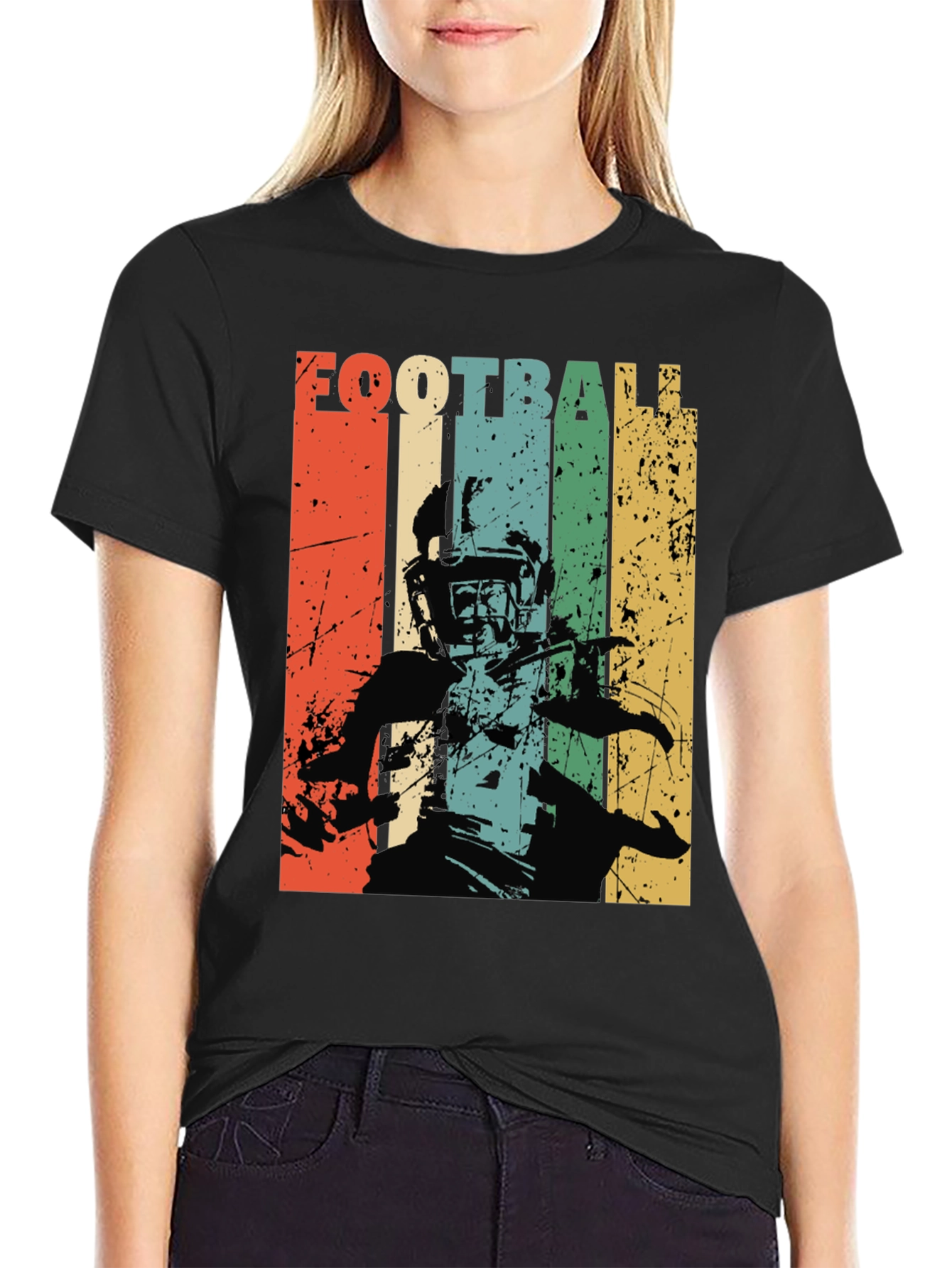 Retro Football Player Graphic T-Shirt
