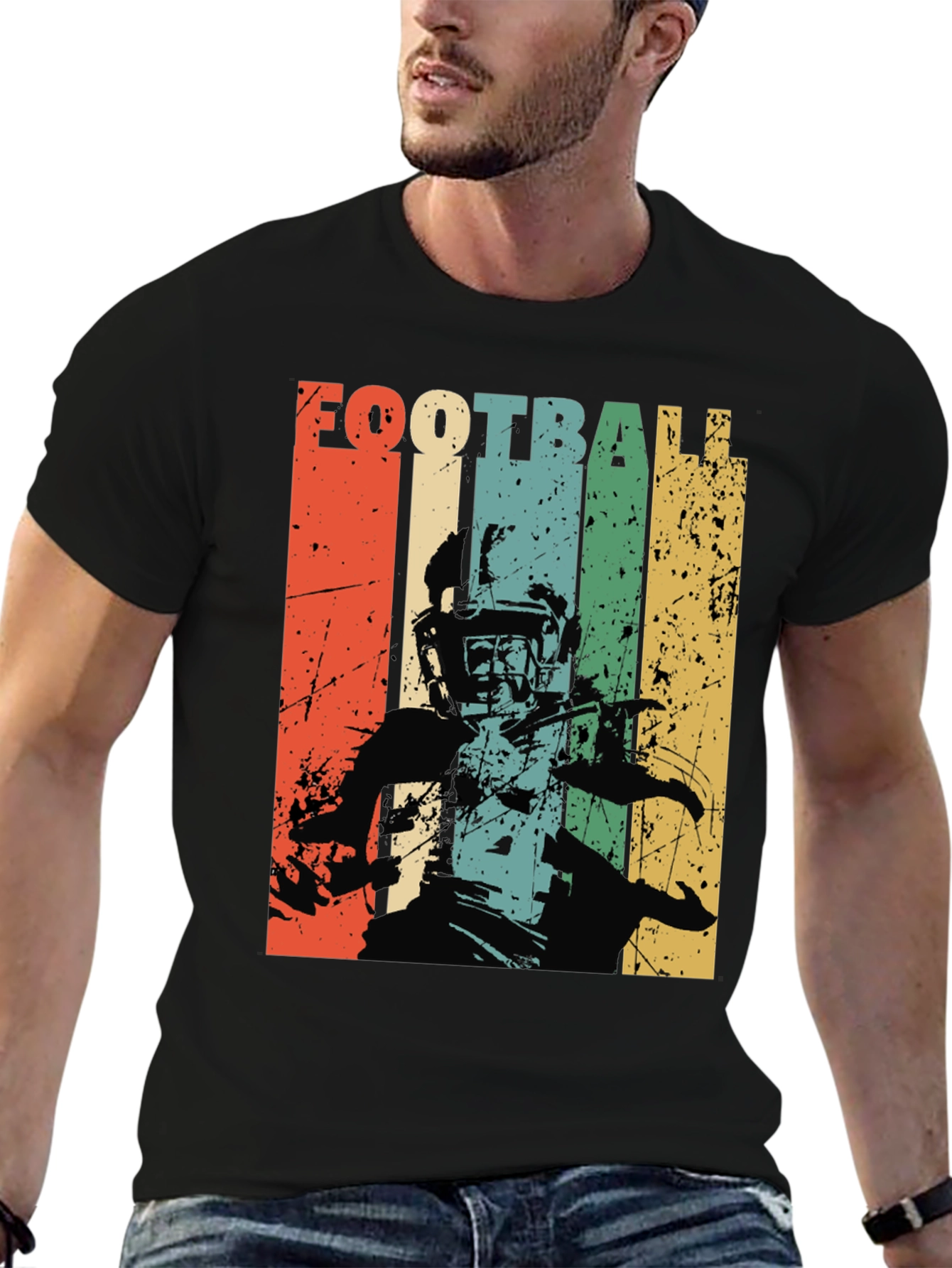 Retro Football Player Graphic T-Shirt