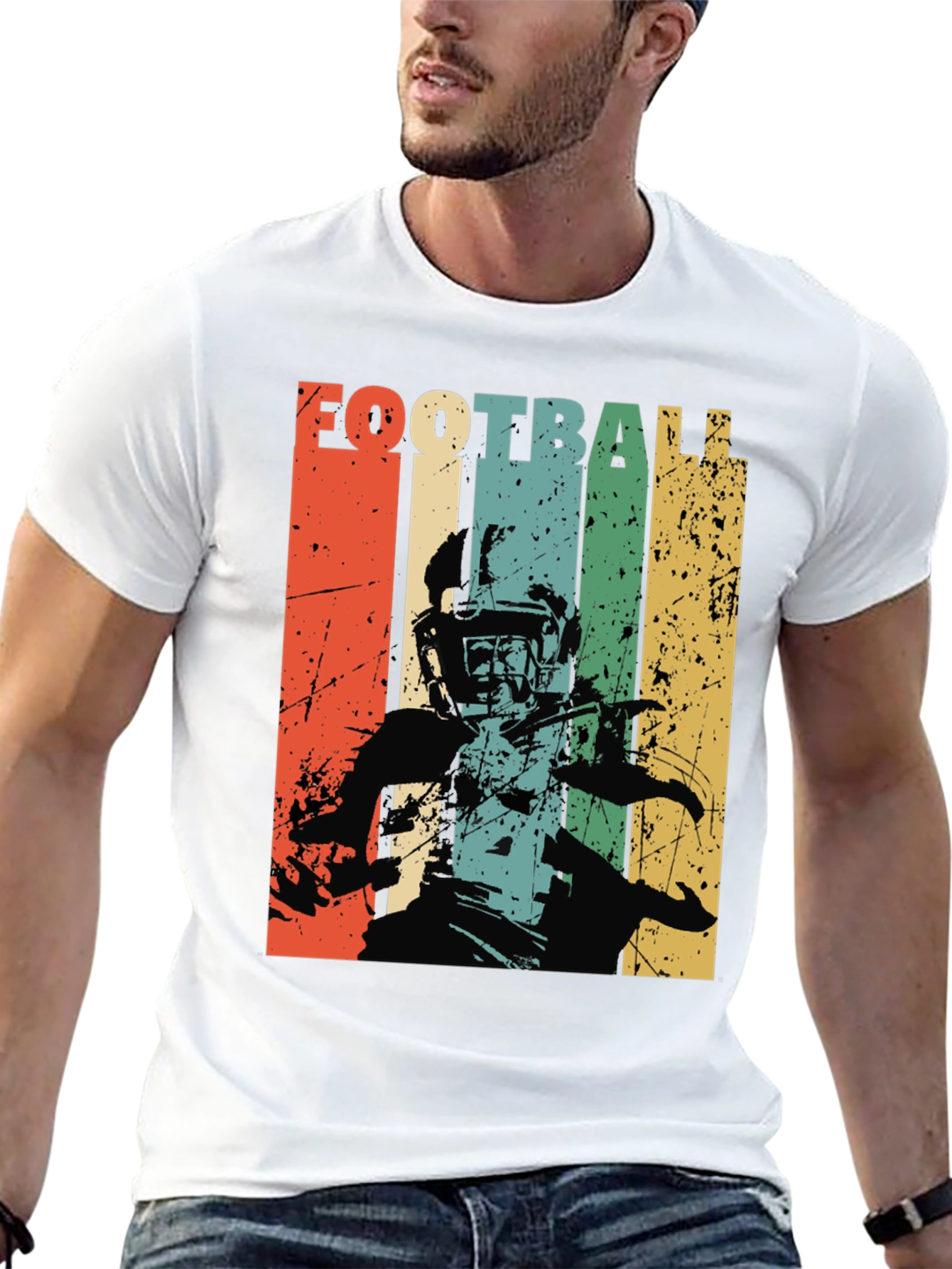 Retro Football Player Graphic T-Shirt