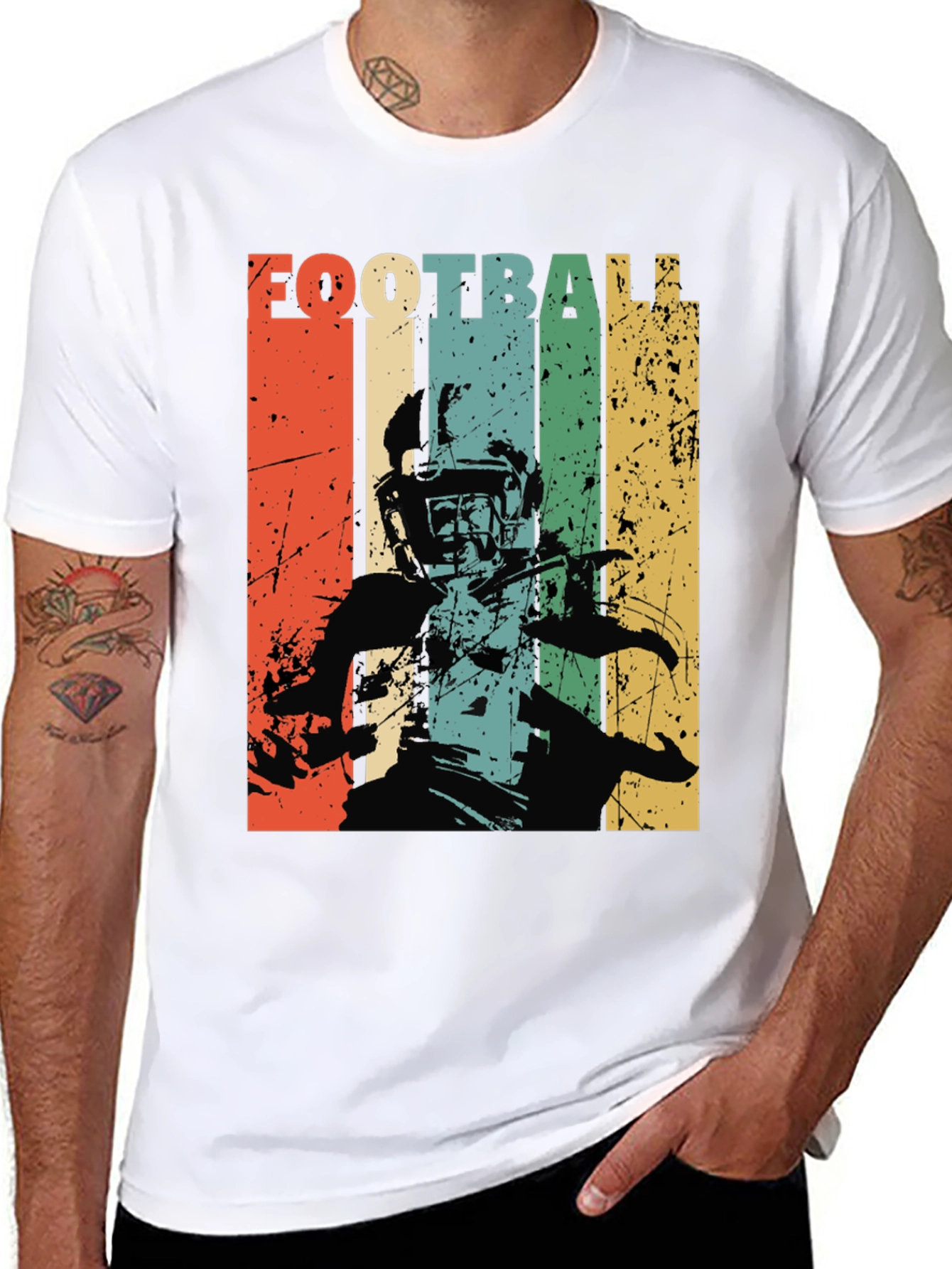 Retro Football Player Graphic T-Shirt