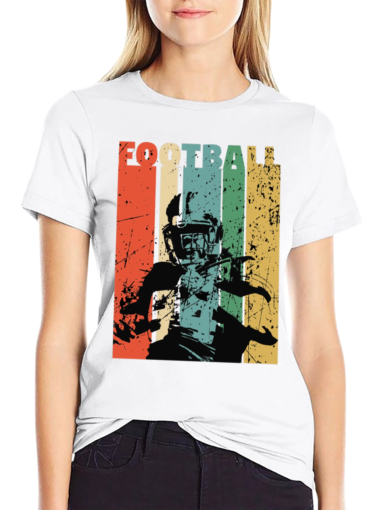 Retro Football Player Graphic T-Shirt