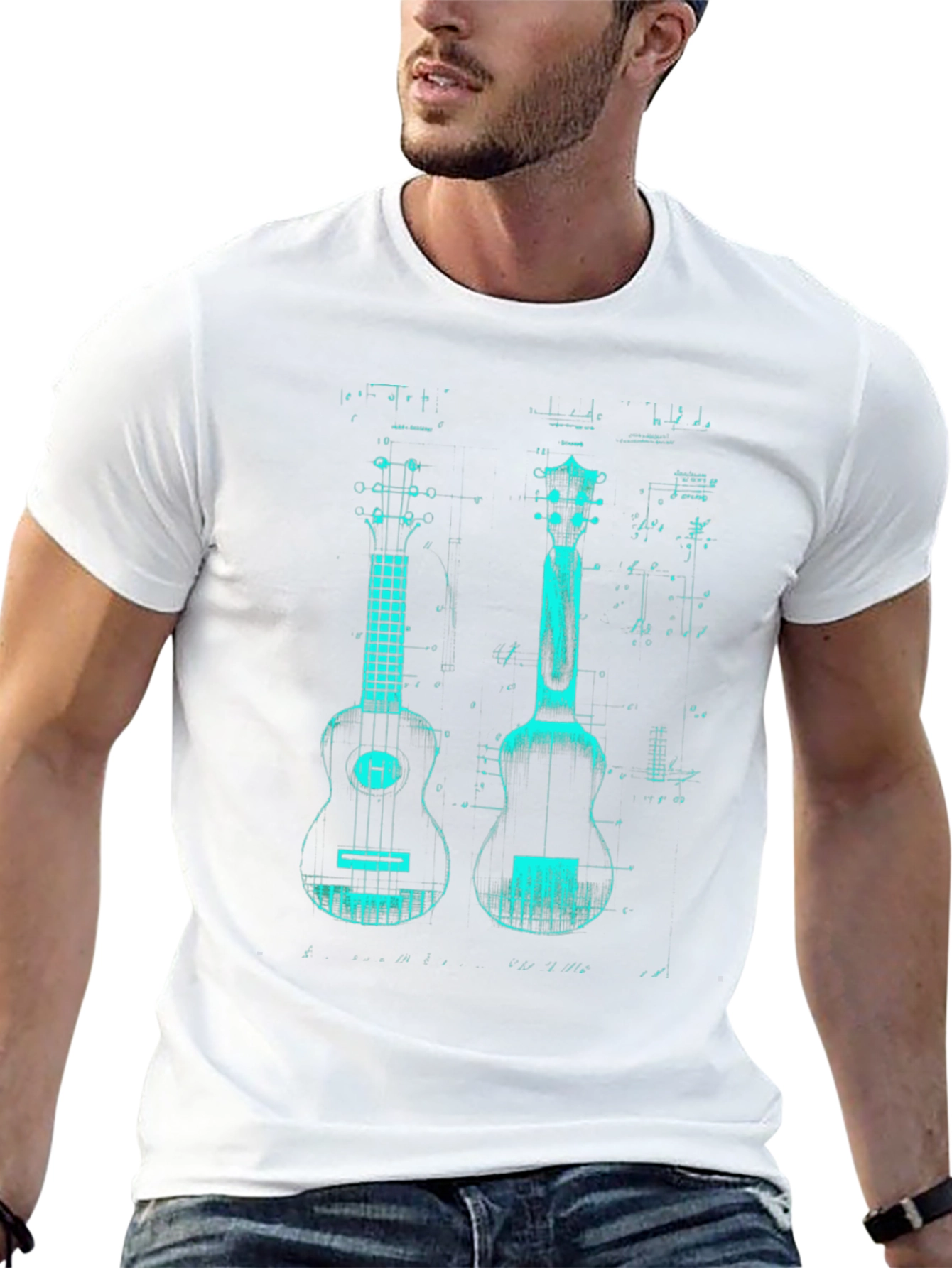 Ukulele Blueprint Graphic T-Shirt