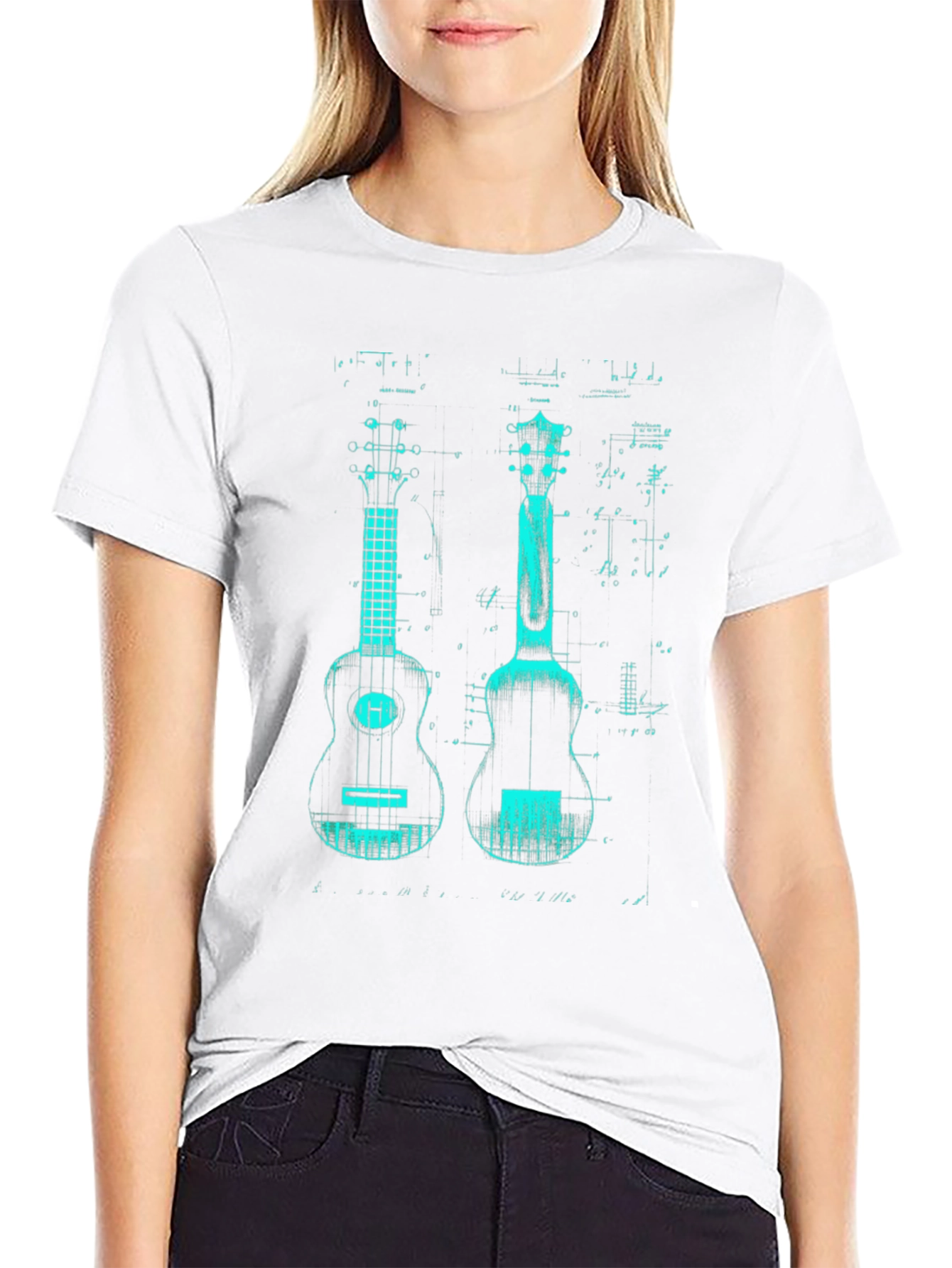 Ukulele Blueprint Graphic T-Shirt