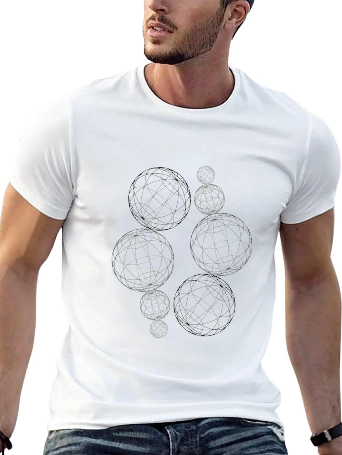 Abstract Sphere Graphic Tee - Modern Black T-Shirt