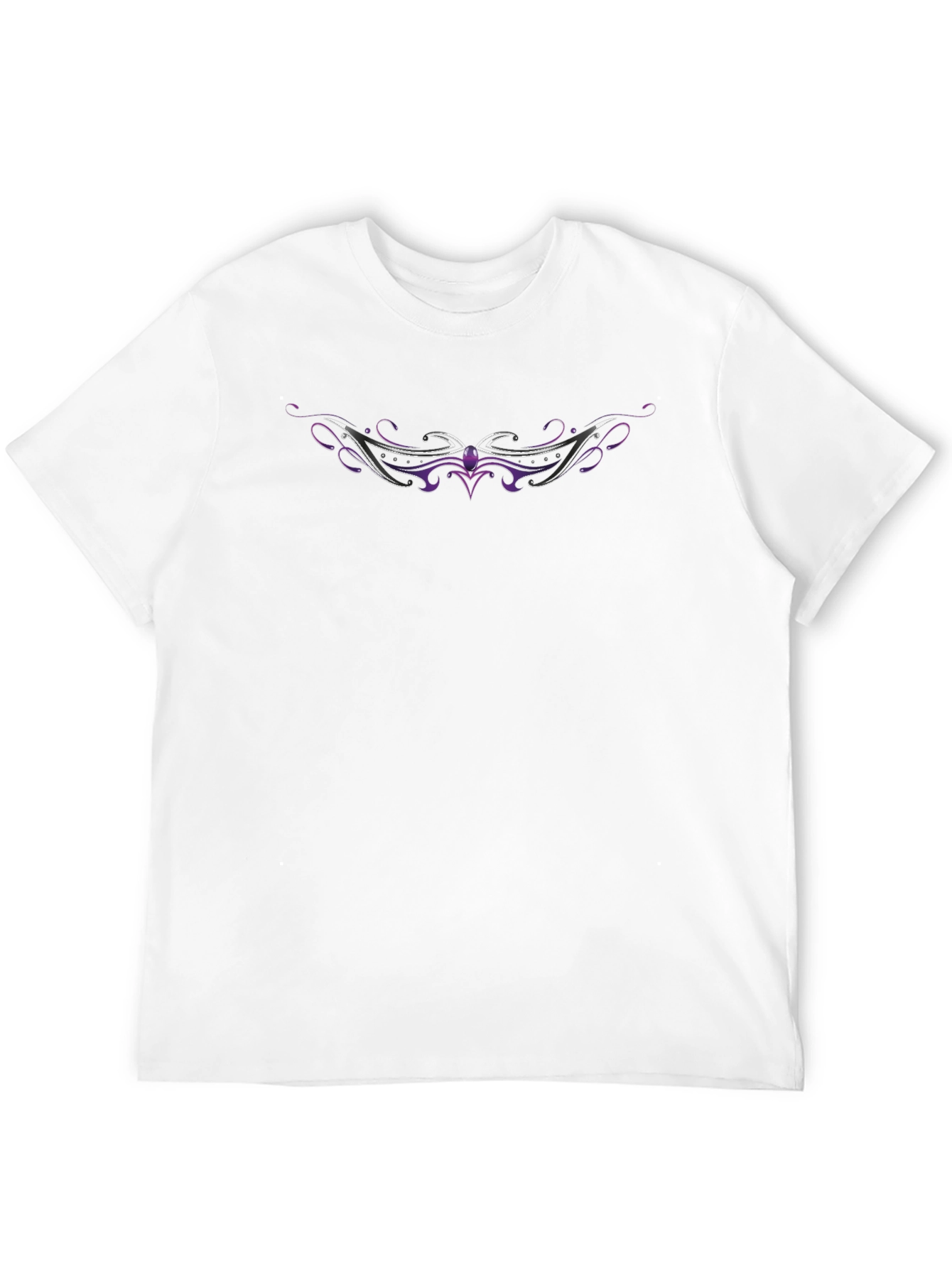 Mens Black T-Shirt with Purple & Silver Graphic Design