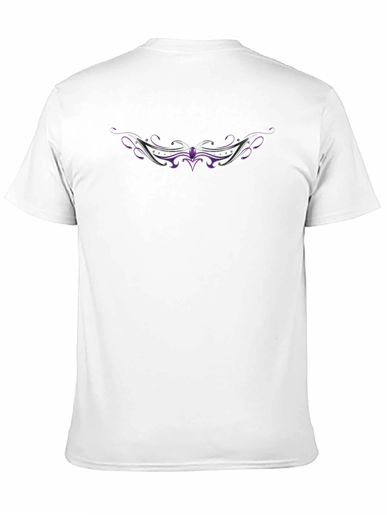 Mens Black T-Shirt with Purple & Silver Graphic Design