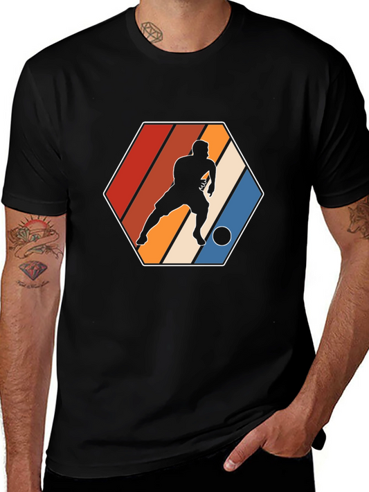 Retro Soccer Player Graphic Tee - Black