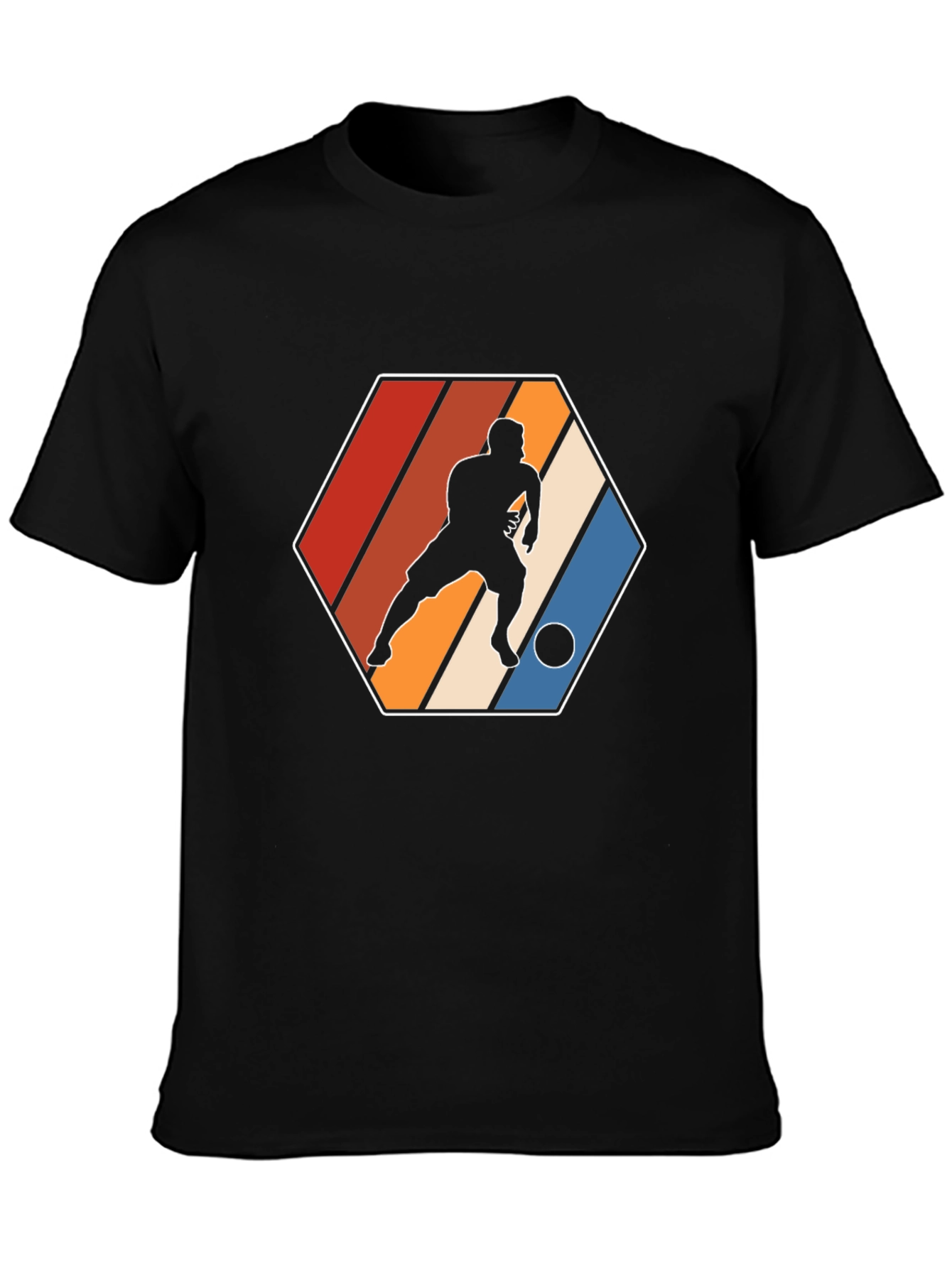 Retro Soccer Player Graphic Tee - Black