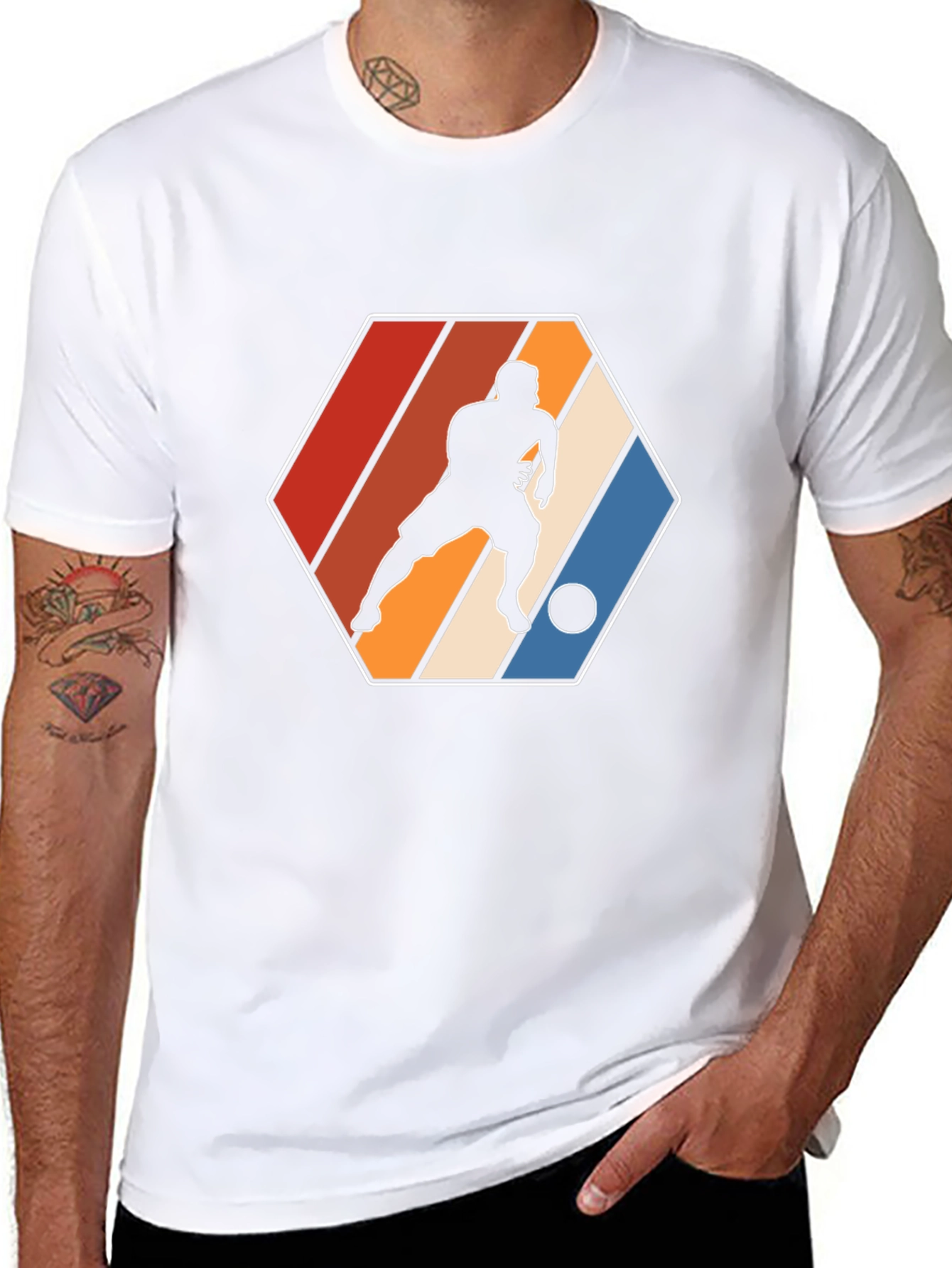 Retro Soccer Player Graphic Tee - Black