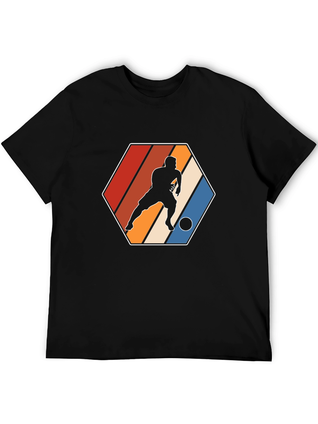 Retro Soccer Player Graphic Tee - Black