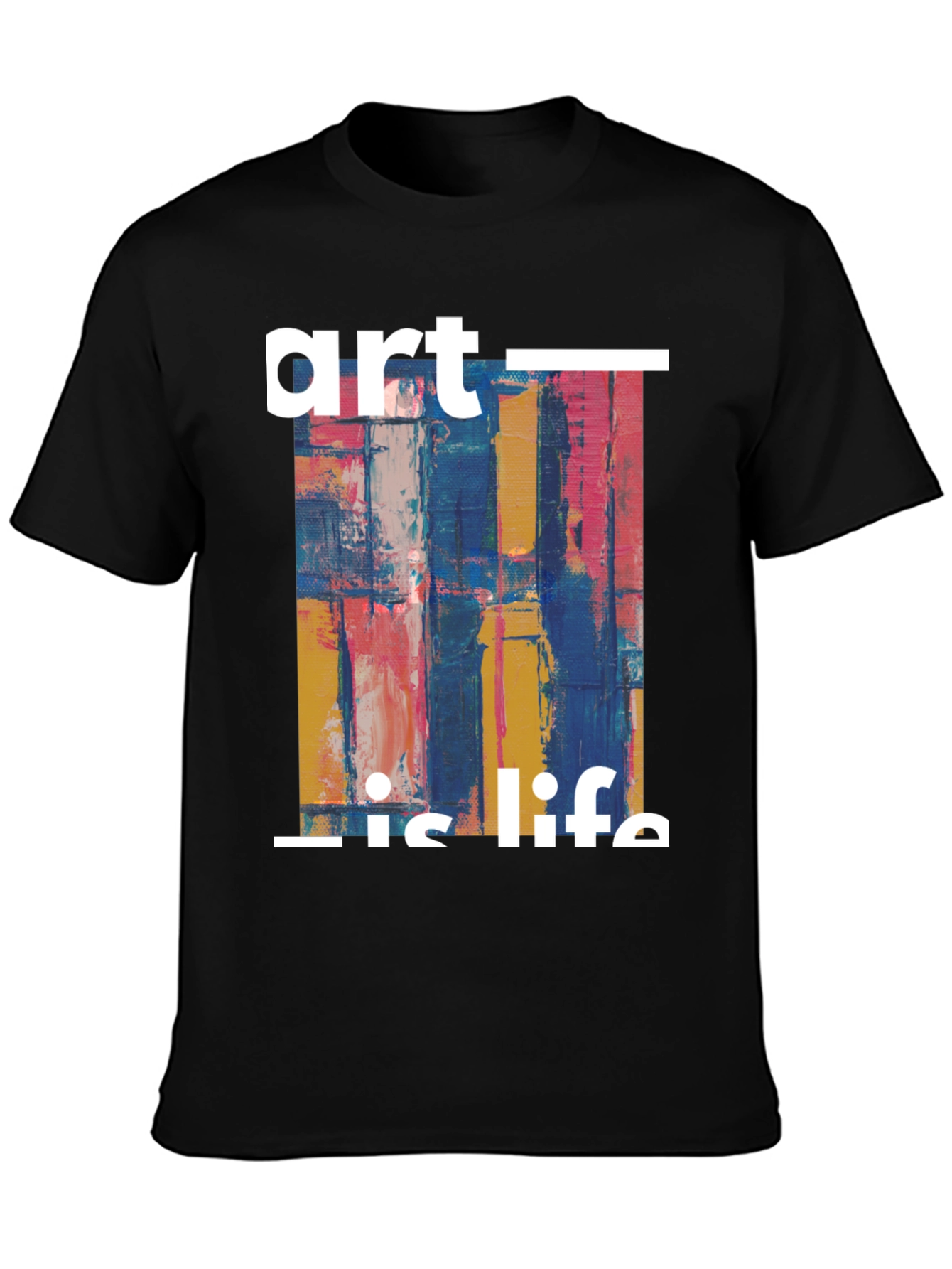 Art is Life Graphic Print Black T-Shirt