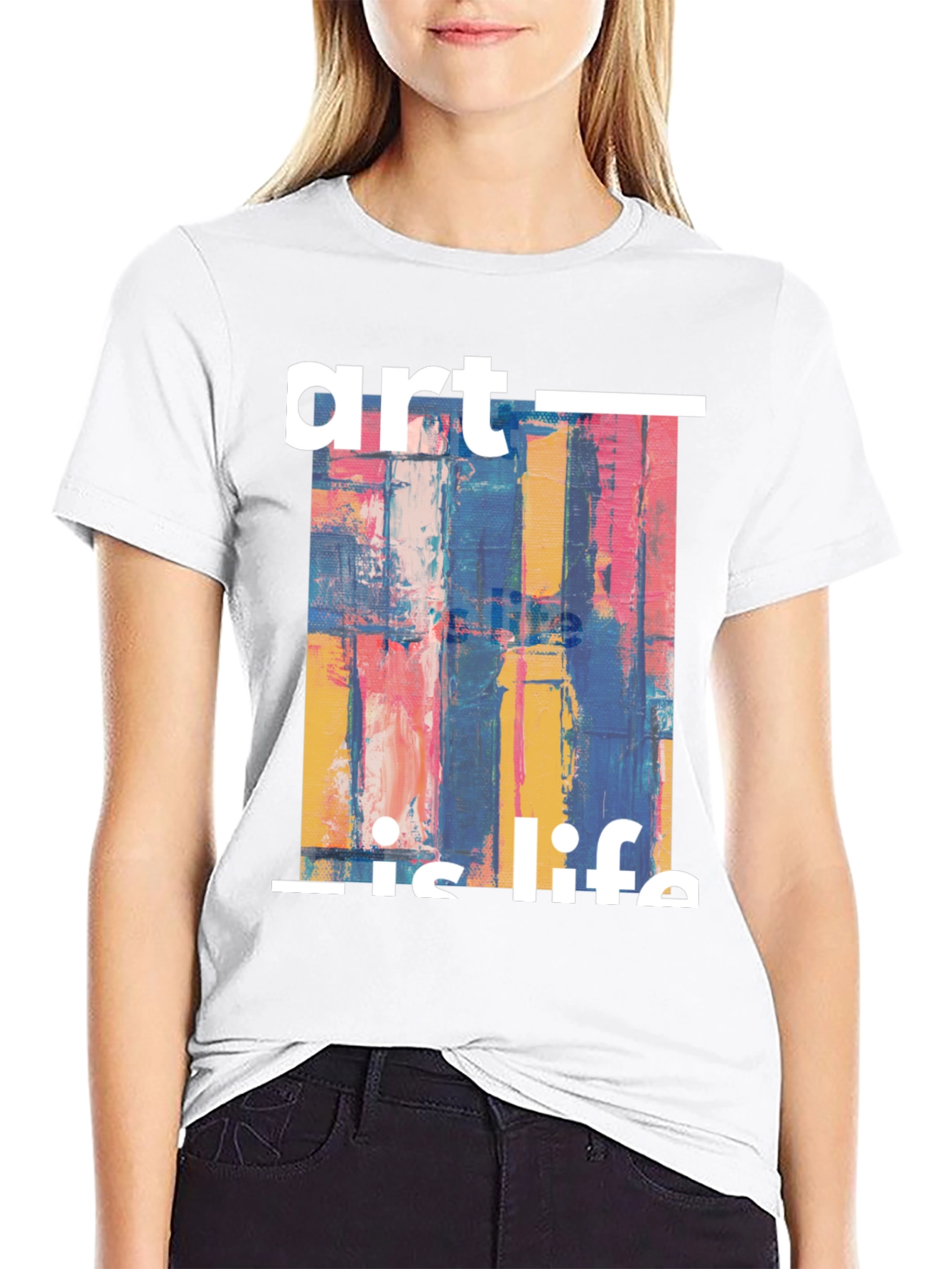 Art is Life Graphic Print Black T-Shirt