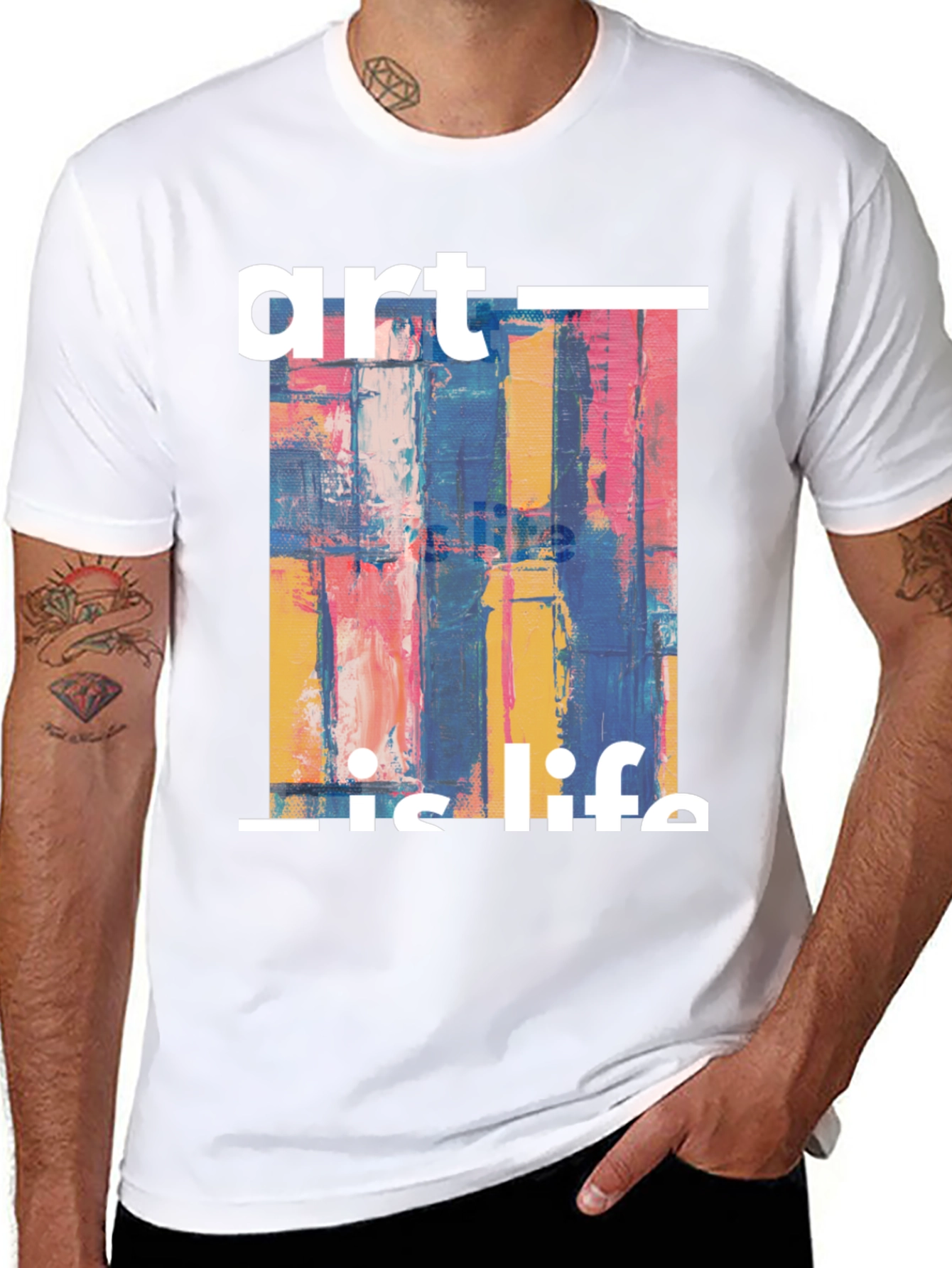 Art is Life Graphic Print Black T-Shirt