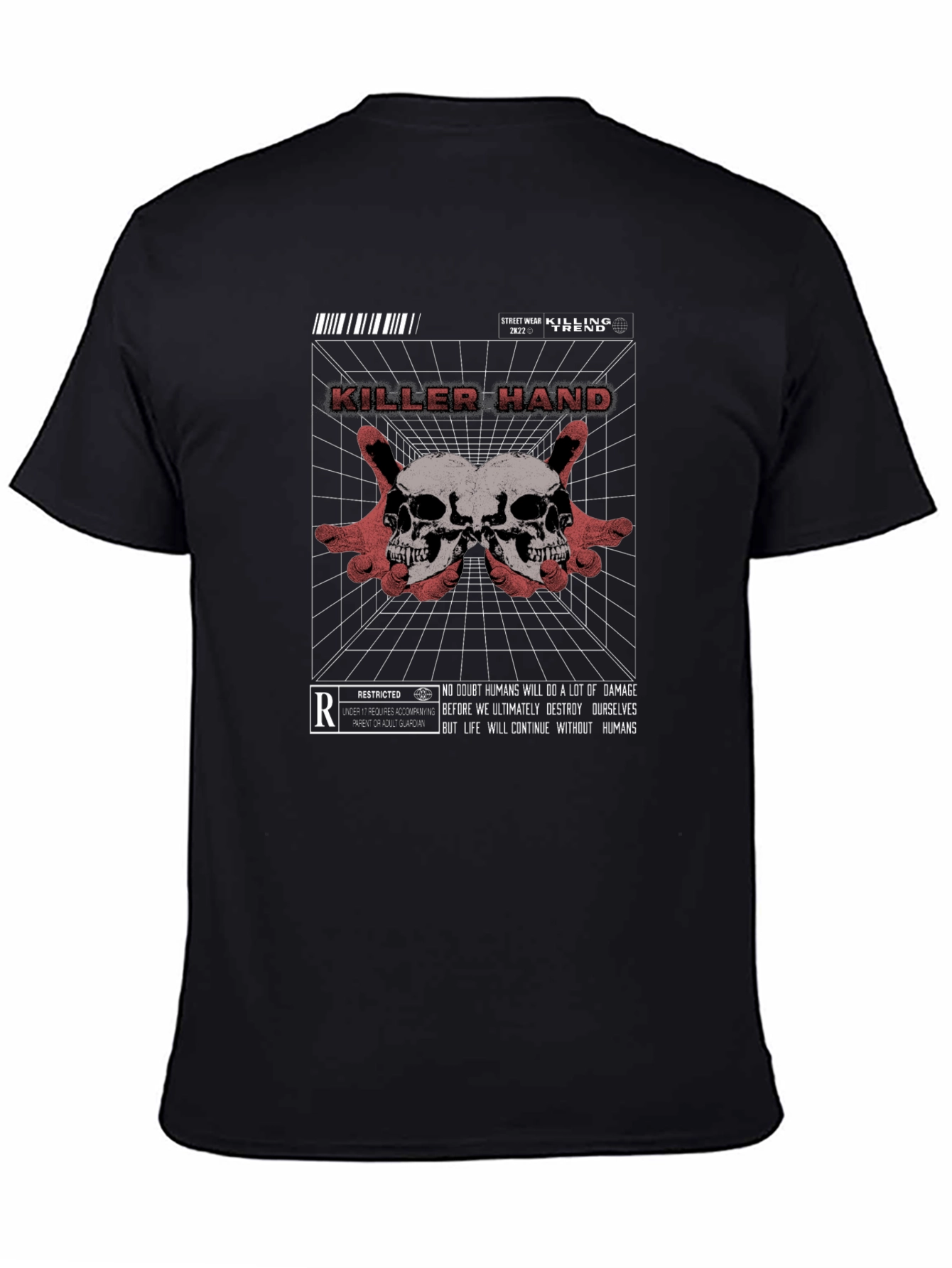 Killer Hand Graphic Print Black T-Shirt