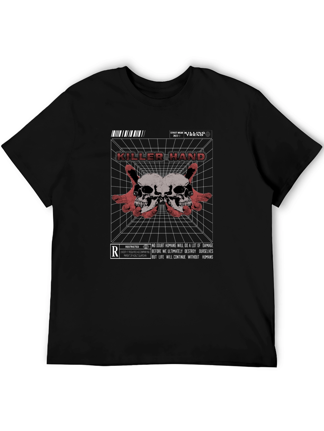 Killer Hand Graphic Print Black T-Shirt