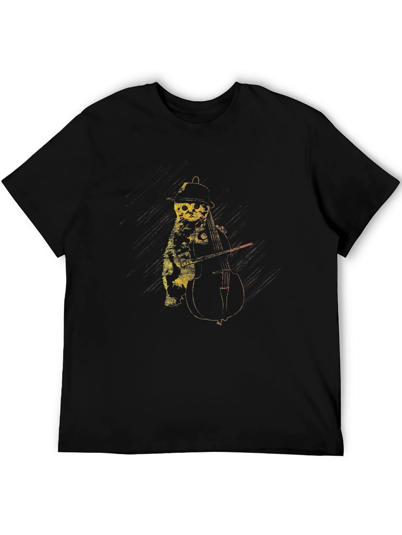 Cat Playing Cello Graphic T-Shirt