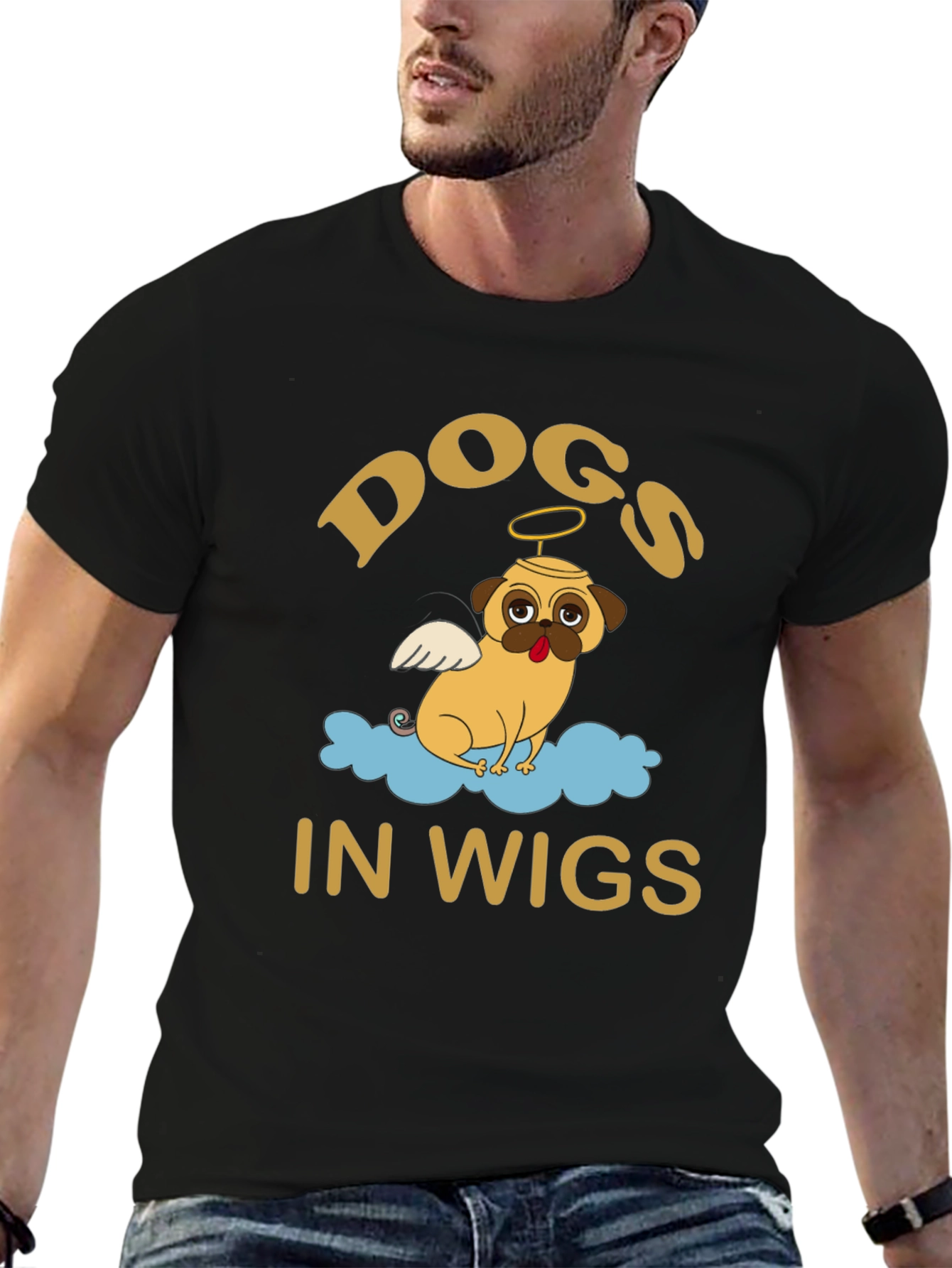 Dogs in Wigs Graphic Tee - Black T-Shirt