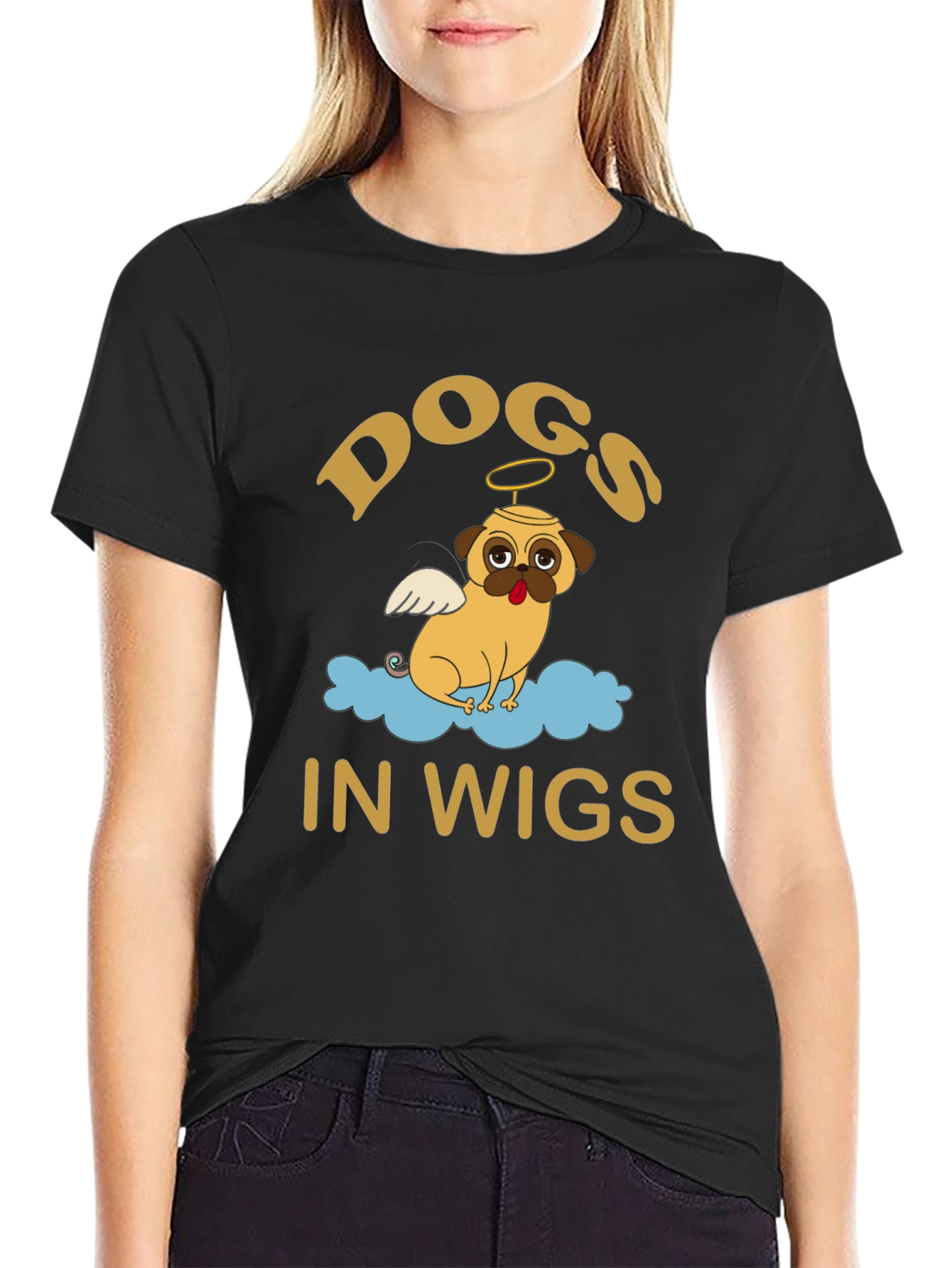 Dogs in Wigs Graphic Tee - Black T-Shirt