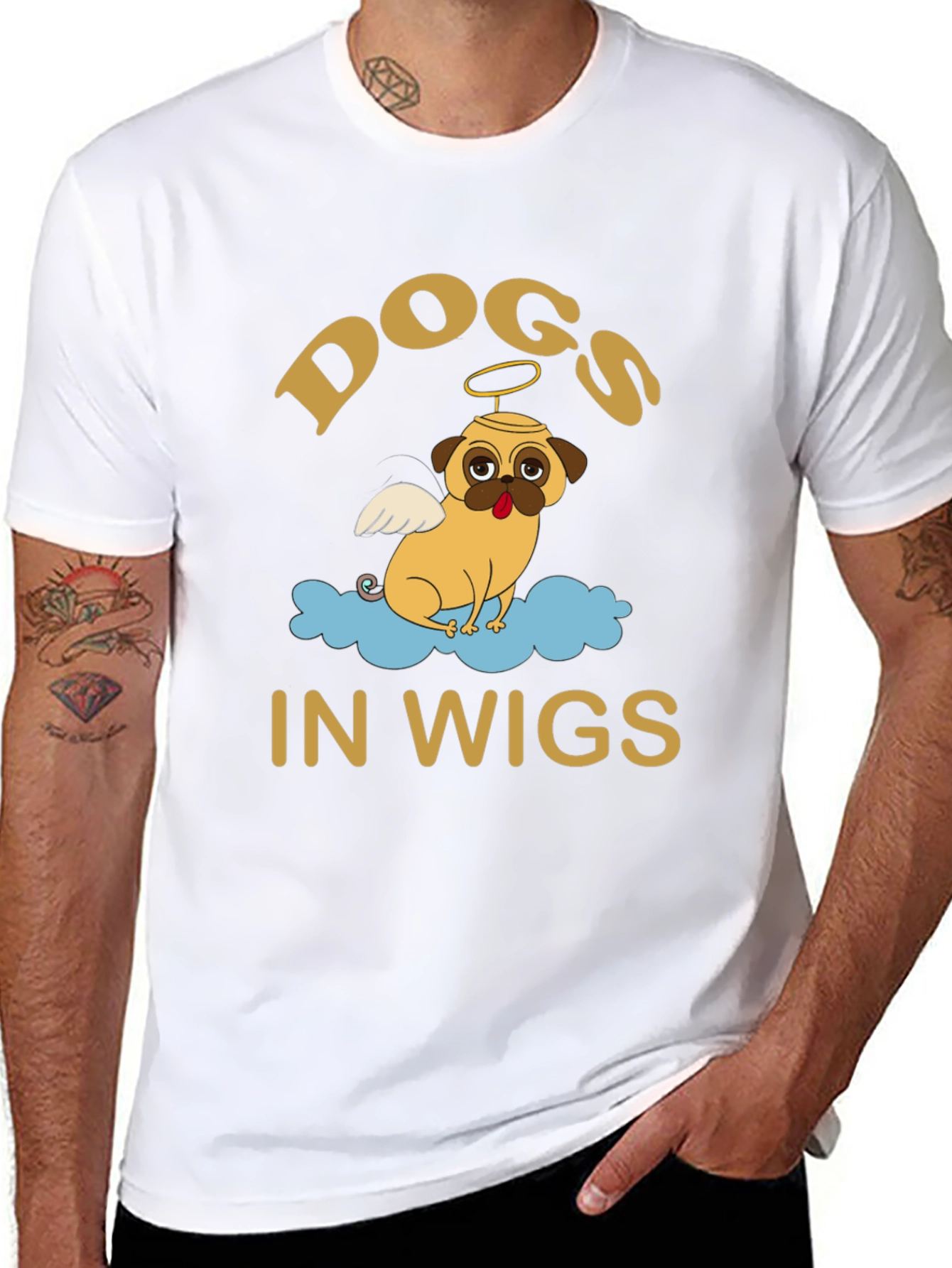 Dogs in Wigs Graphic Tee - Black T-Shirt